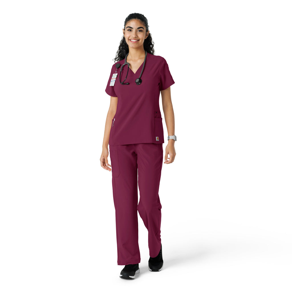 Force Cross-Flex C13310 Knit Panel Scrub Top Wine