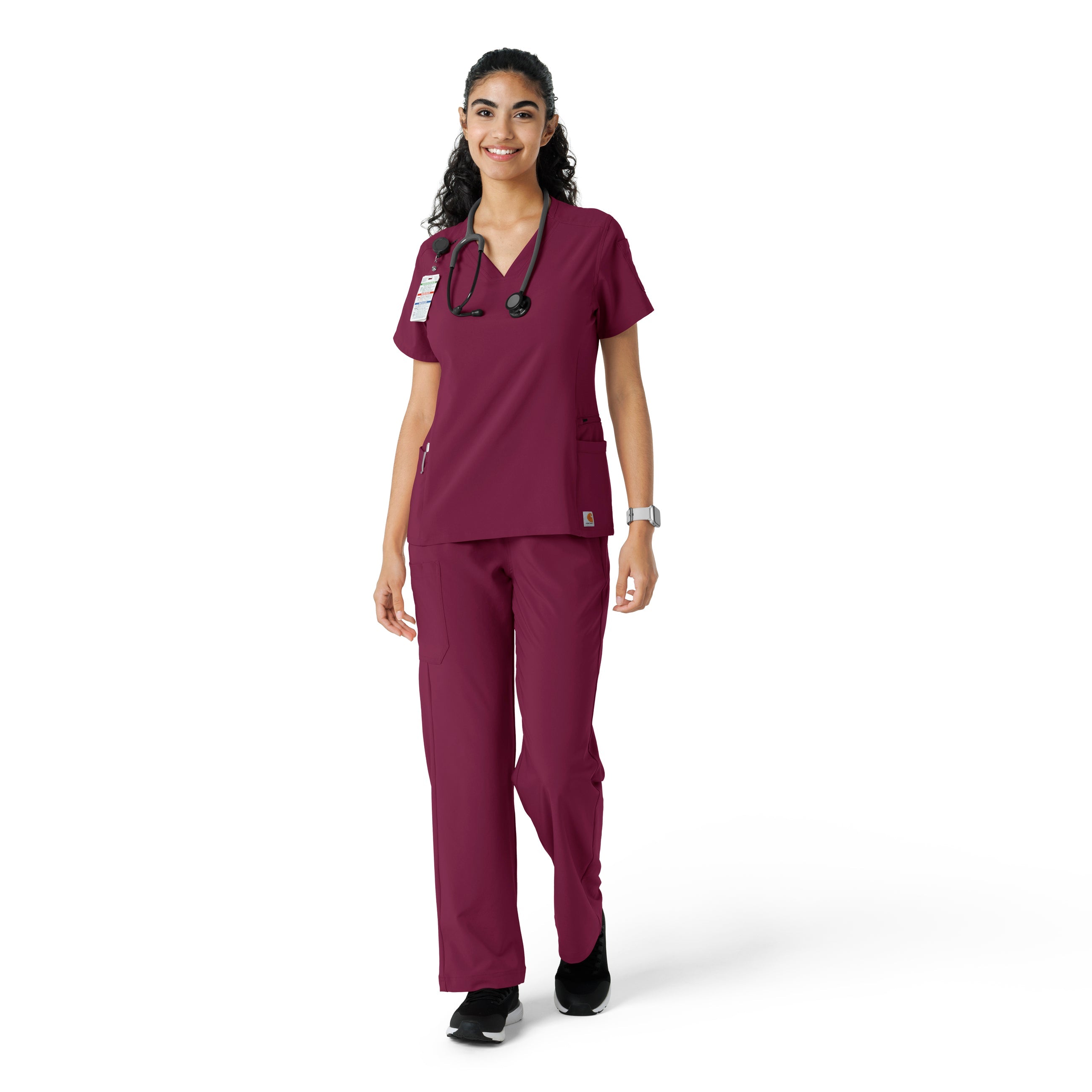 Force Cross-Flex C13310 Knit Panel Scrub Top Wine