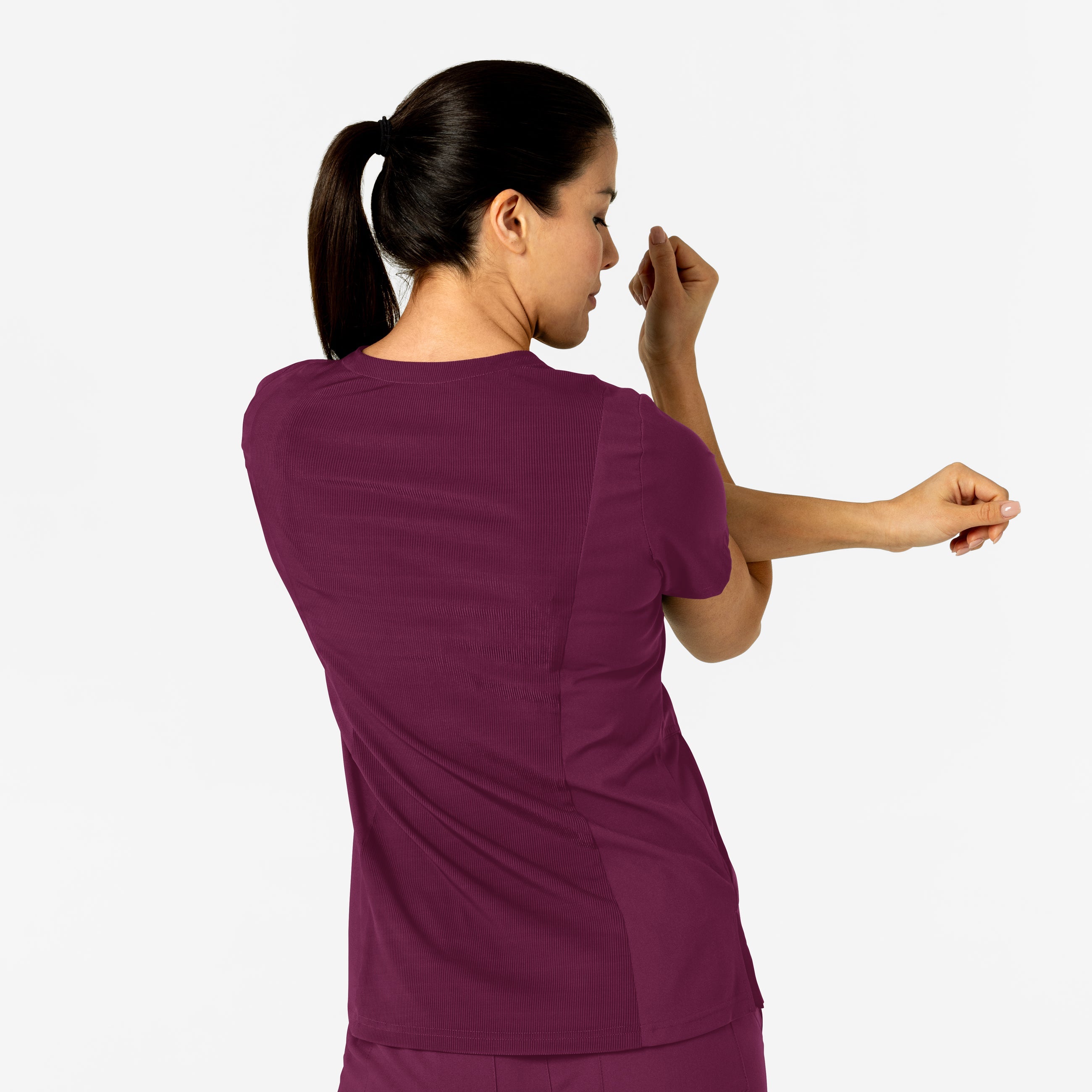 W123 6045 Flex-n-Reach V-Neck Scrub Top Wine