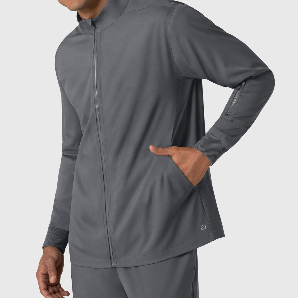 Boundless 8351 Men's Warm Up Scrub Jacket Pewter