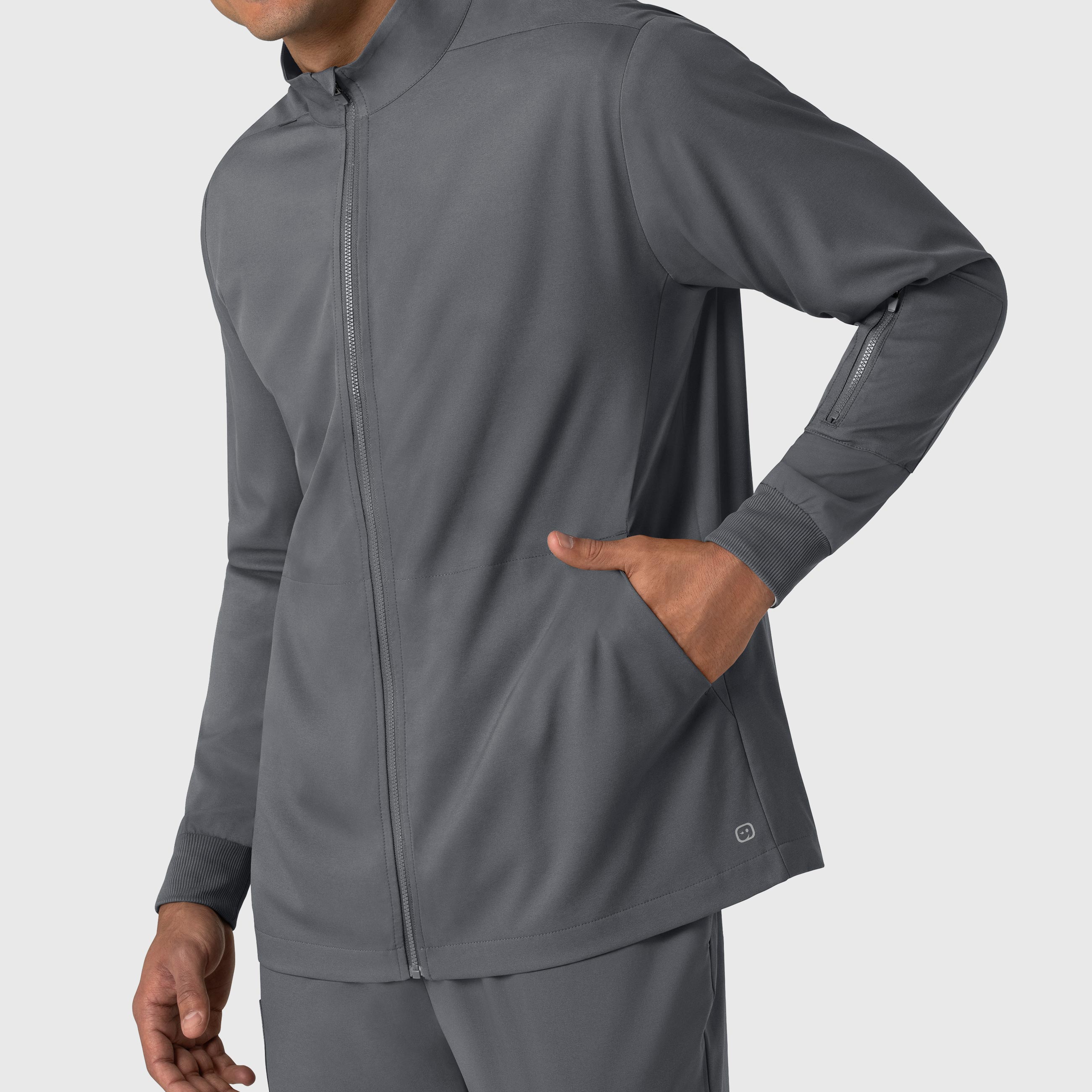 Boundless 8351 Men's Warm Up Scrub Jacket Pewter