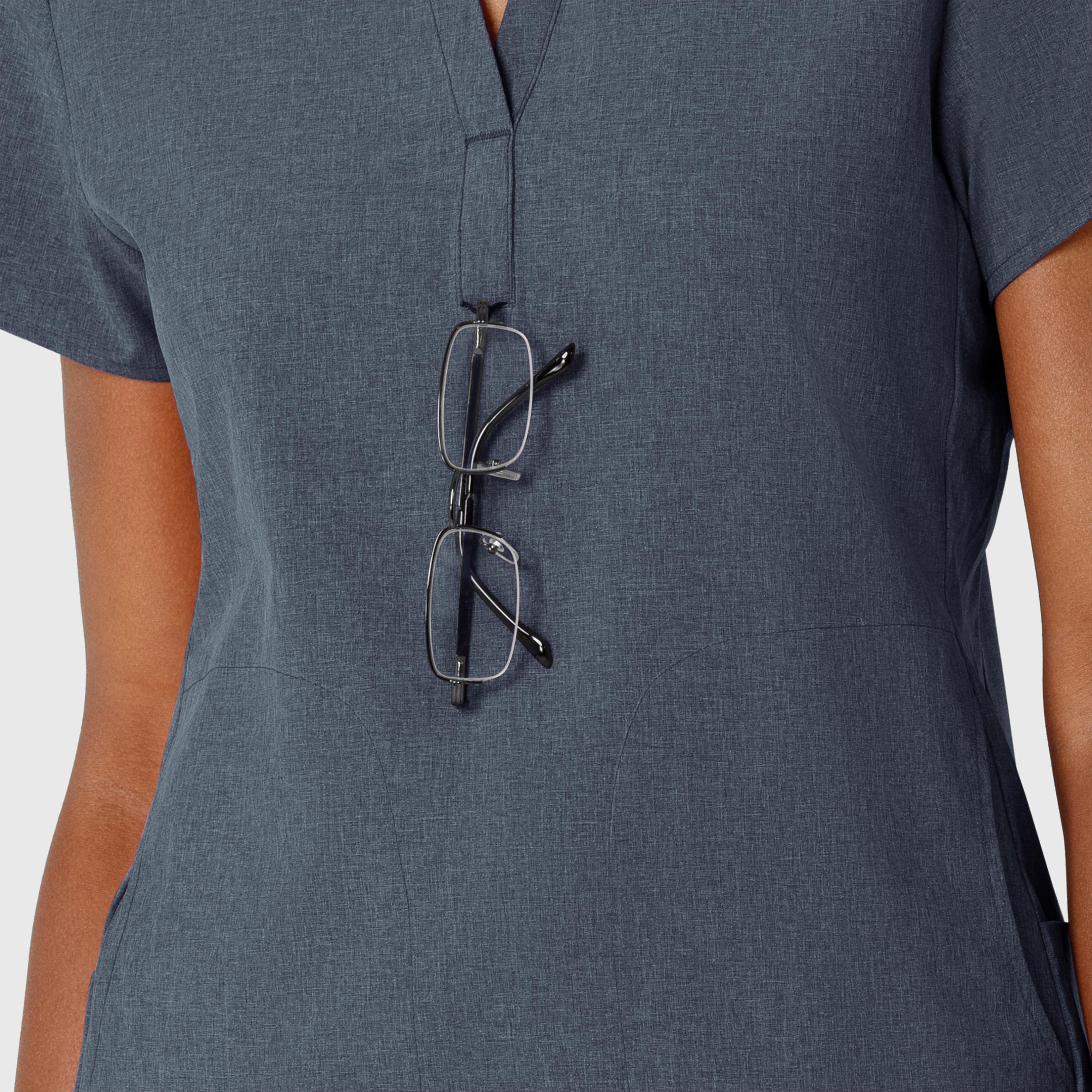 RENEW 6734 Mandarin Collar Scrub Top Navy Heather