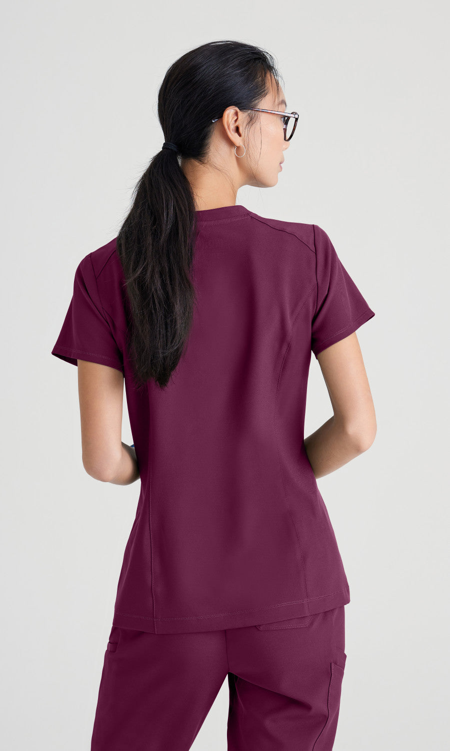 Grey's Anatomy Evolve GSST181 Sway Tuck-In Scrub Top Wine