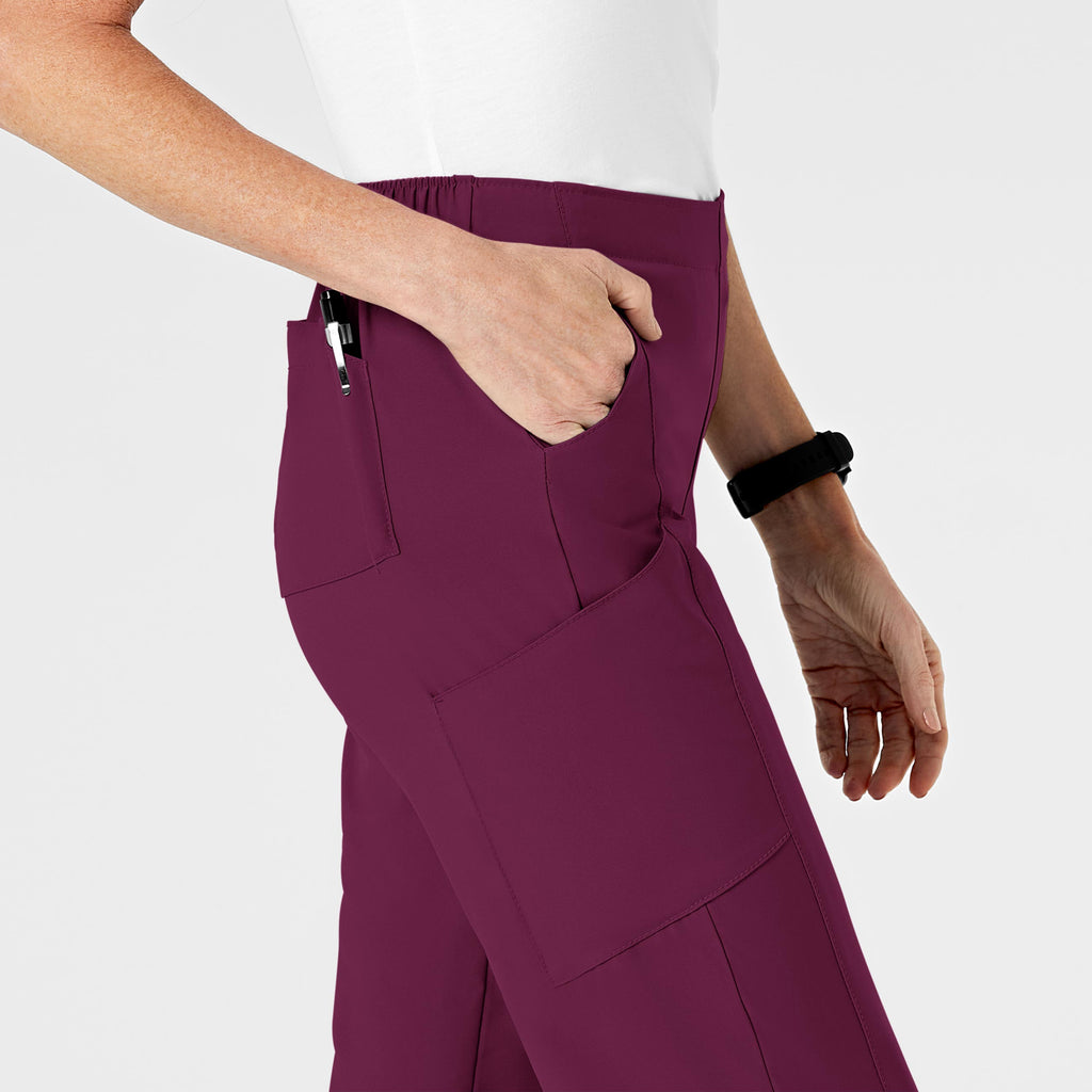 W123 5155 Flat Front Cargo Scrub Pants Wine