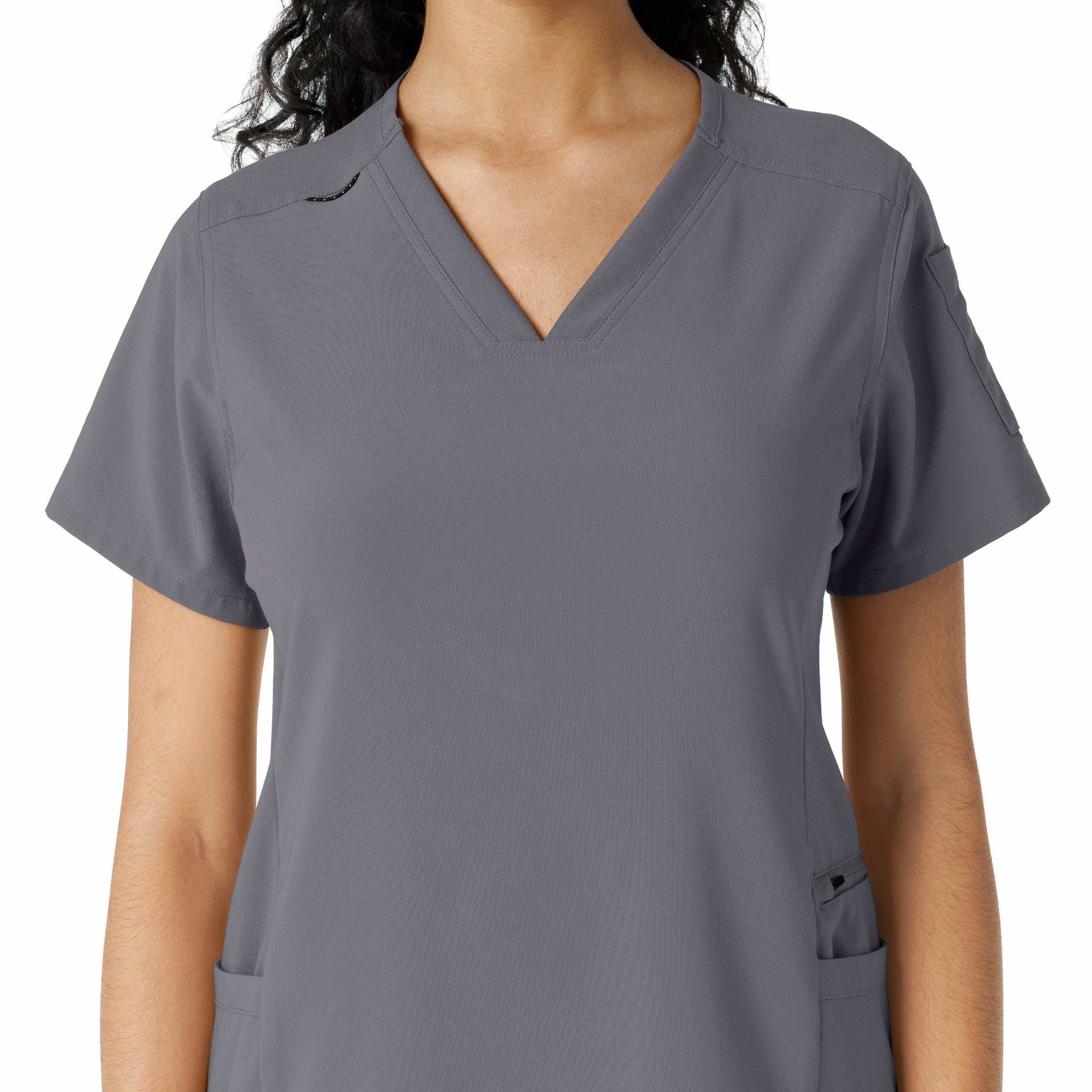 Force Cross-Flex C13310 Knit Panel Scrub Top Pewter