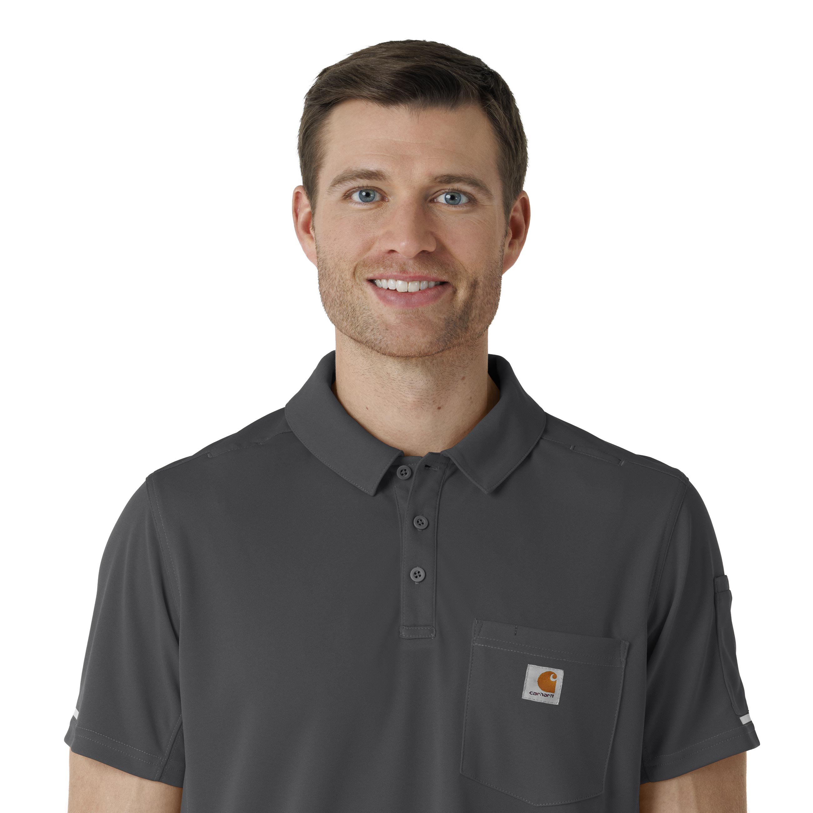 Rugged Flex C16119 Men's Lightweight Short Sleeve Polo Scrub Top Pewter