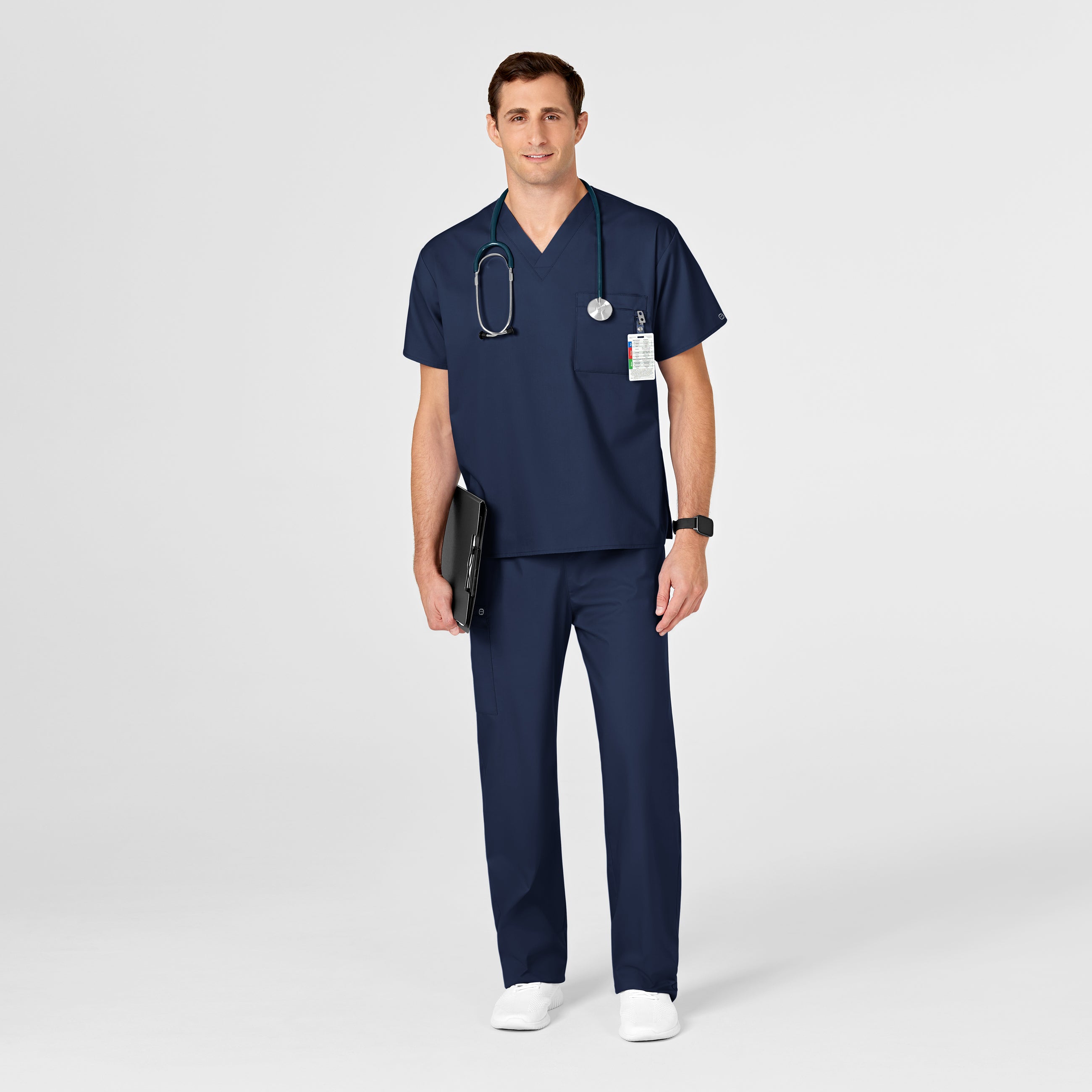 WonderWORK 100 Unisex V-Neck Scrub Top Navy