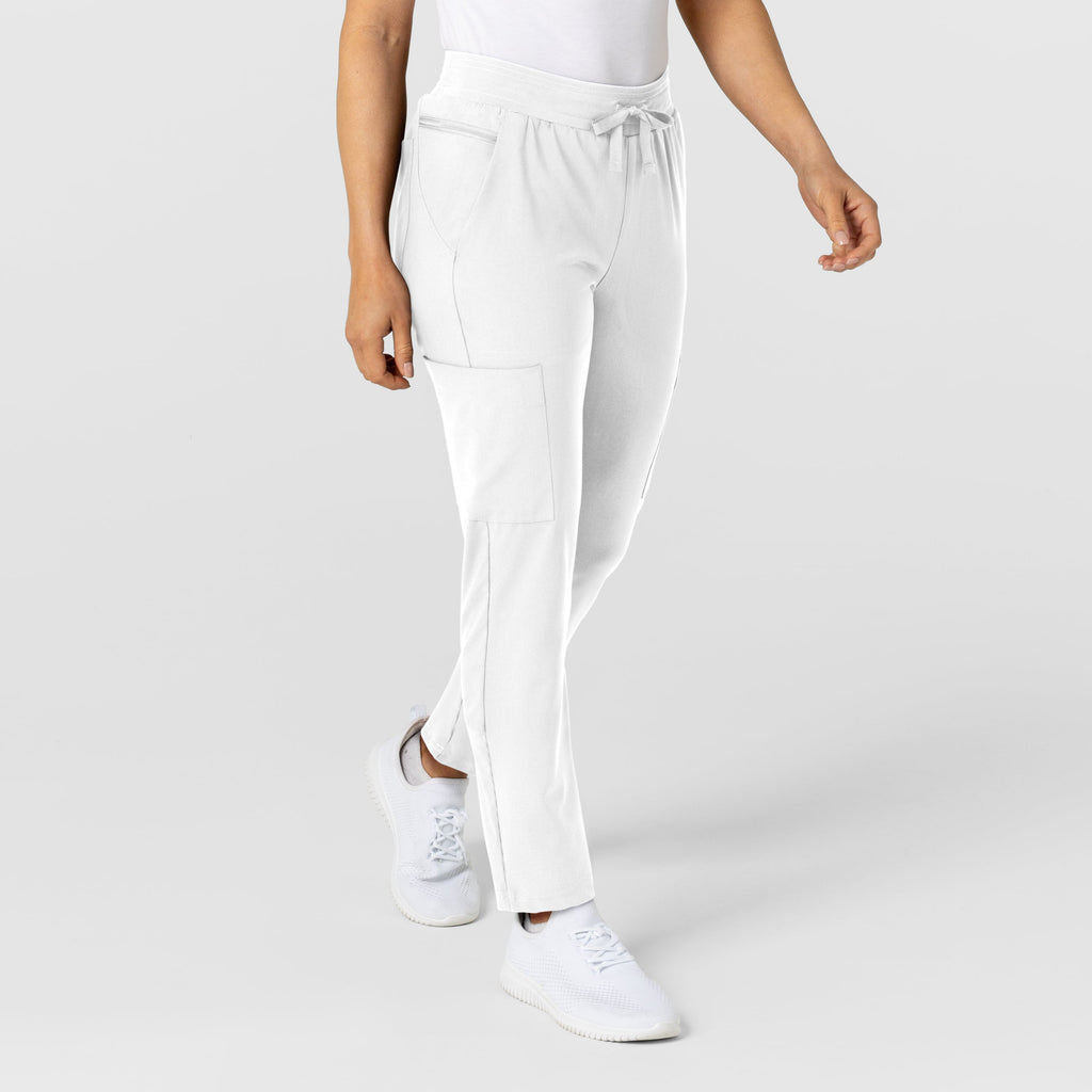 W123 5045 Flex-n-Reach Track Scrub Pants White