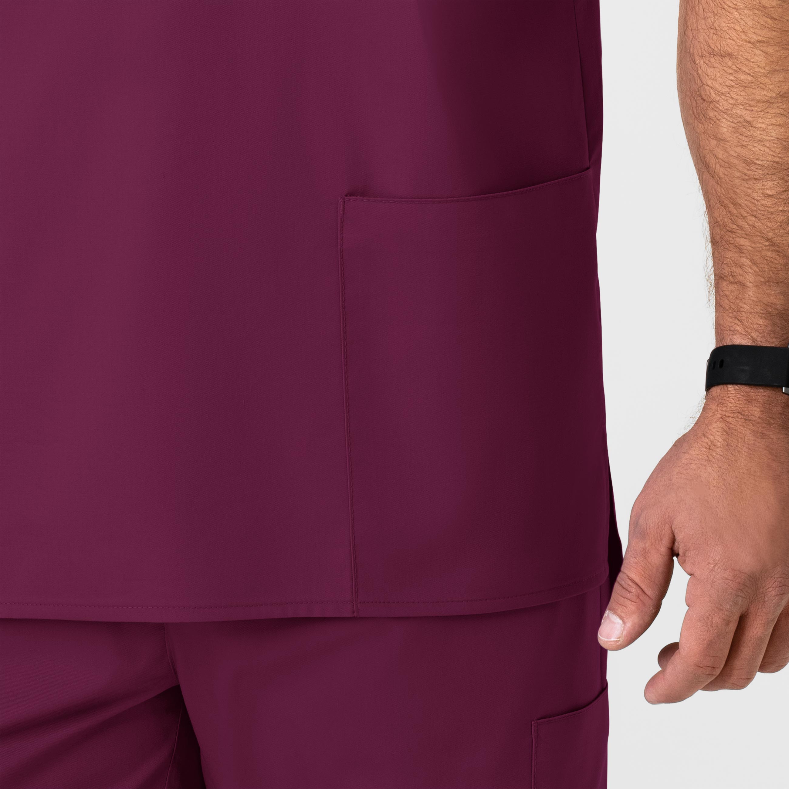 WonderWORK 103 Men's V-Neck Scrub Top Wine