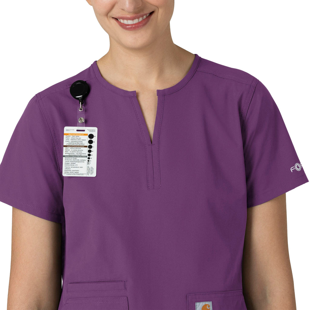 Force Essentials C12213 Notch Neck Tunic Scrub Top Eggplant
