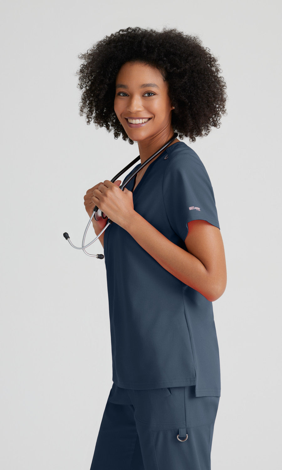 Grey's Anatomy Stretch GVST028 Bree Scrub Top Steel