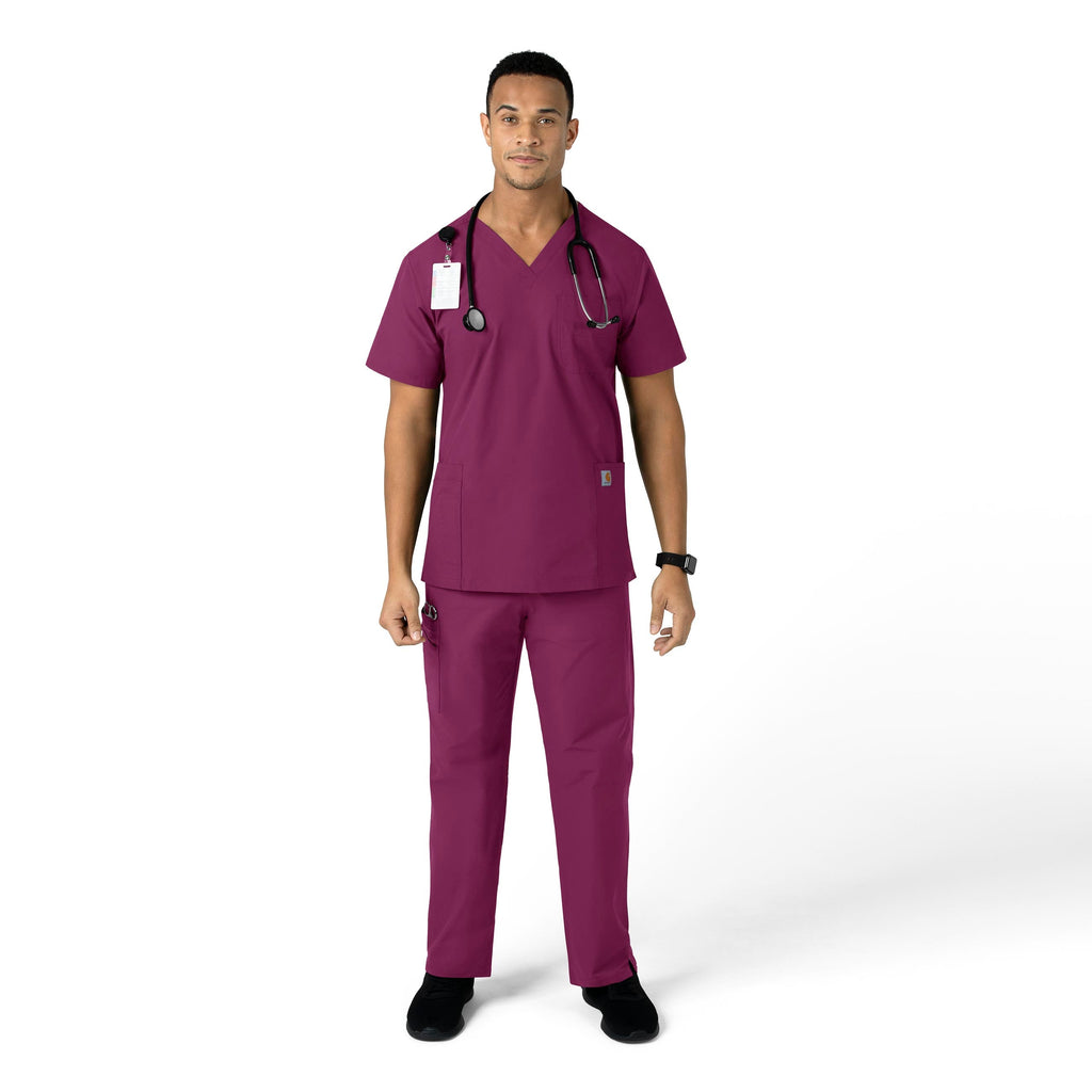Force Essentials C55013 Unisex Elastic Waist Cargo Scrub Pants Wine