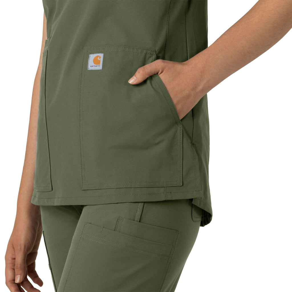 Force Essentials C12213 Notch Neck Tunic Scrub Top Olive