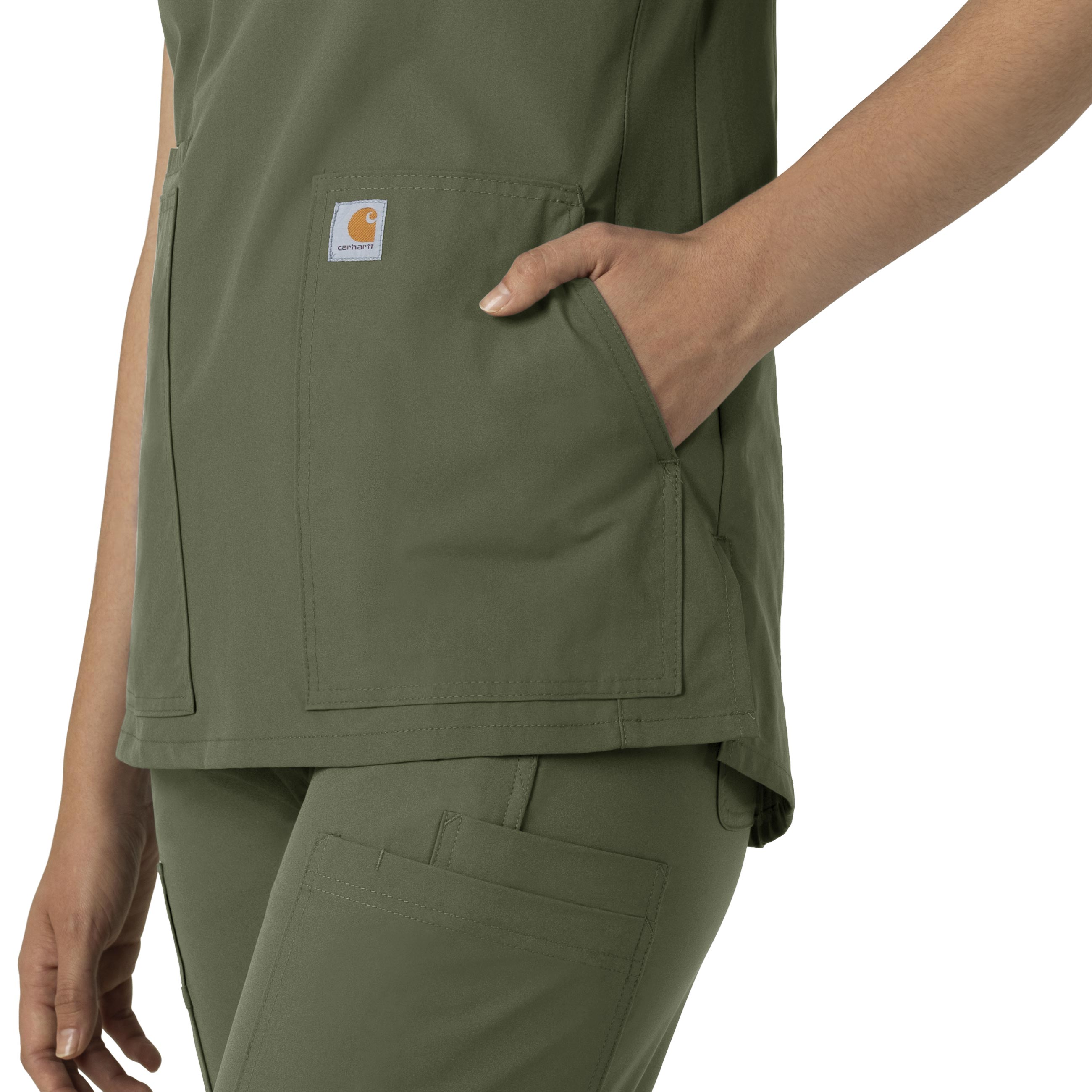 Force Essentials C12213 Notch Neck Tunic Scrub Top Olive