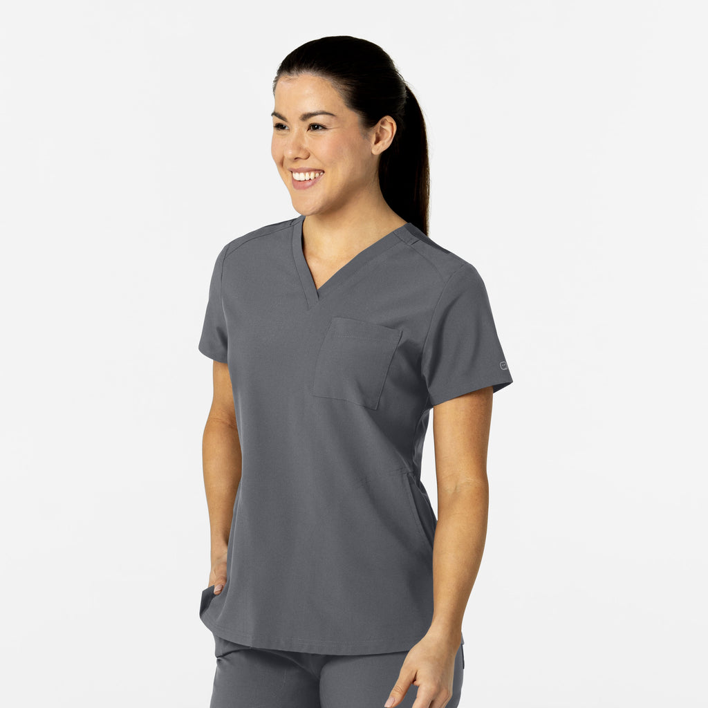 W123 6045 Flex-n-Reach V-Neck Scrub Top Pewter