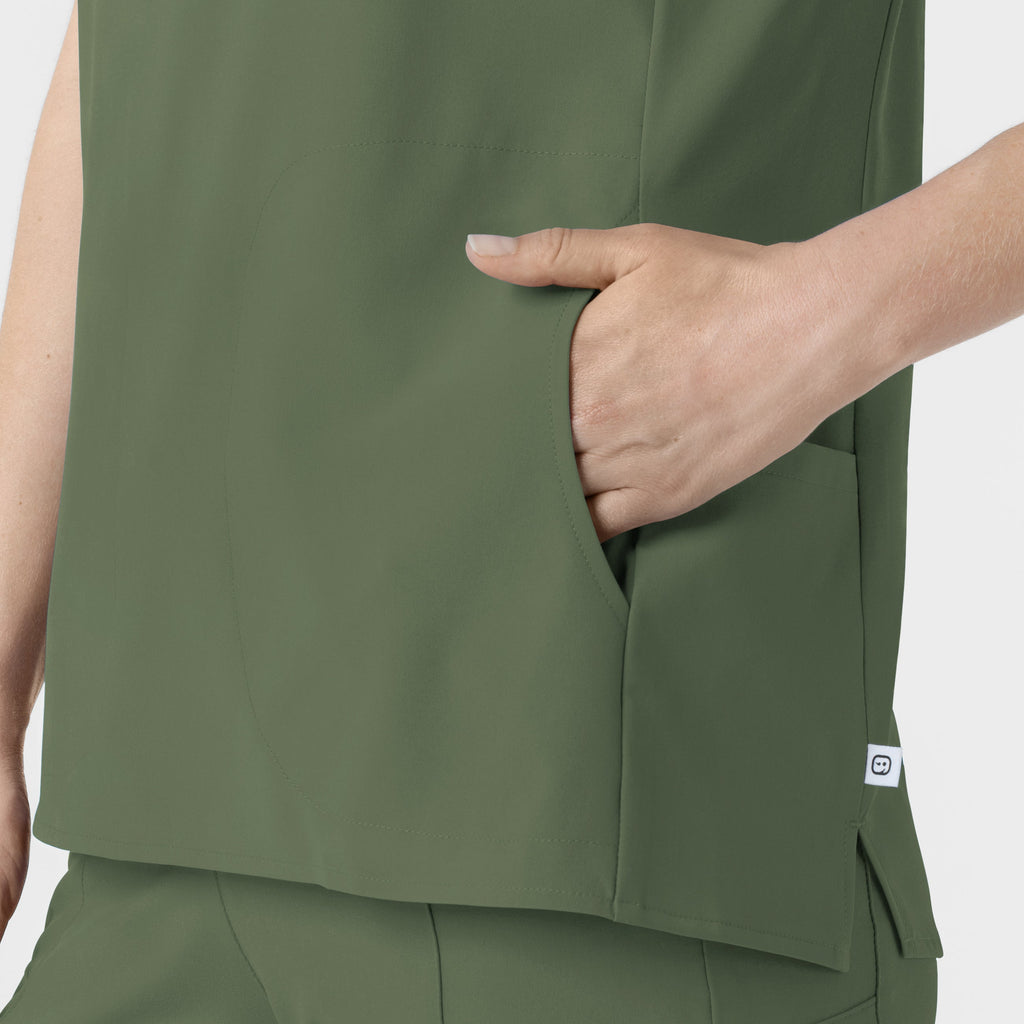 RENEW 6734 Mandarin Collar Scrub Top Olive