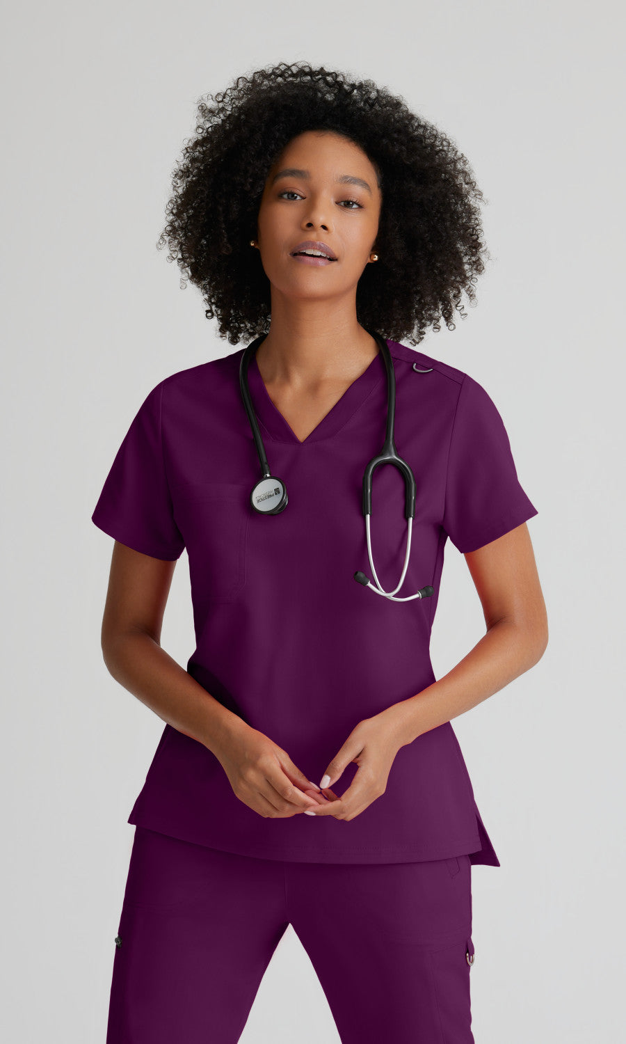 Grey's Anatomy Stretch GVST028 Bree Scrub Top Wine
