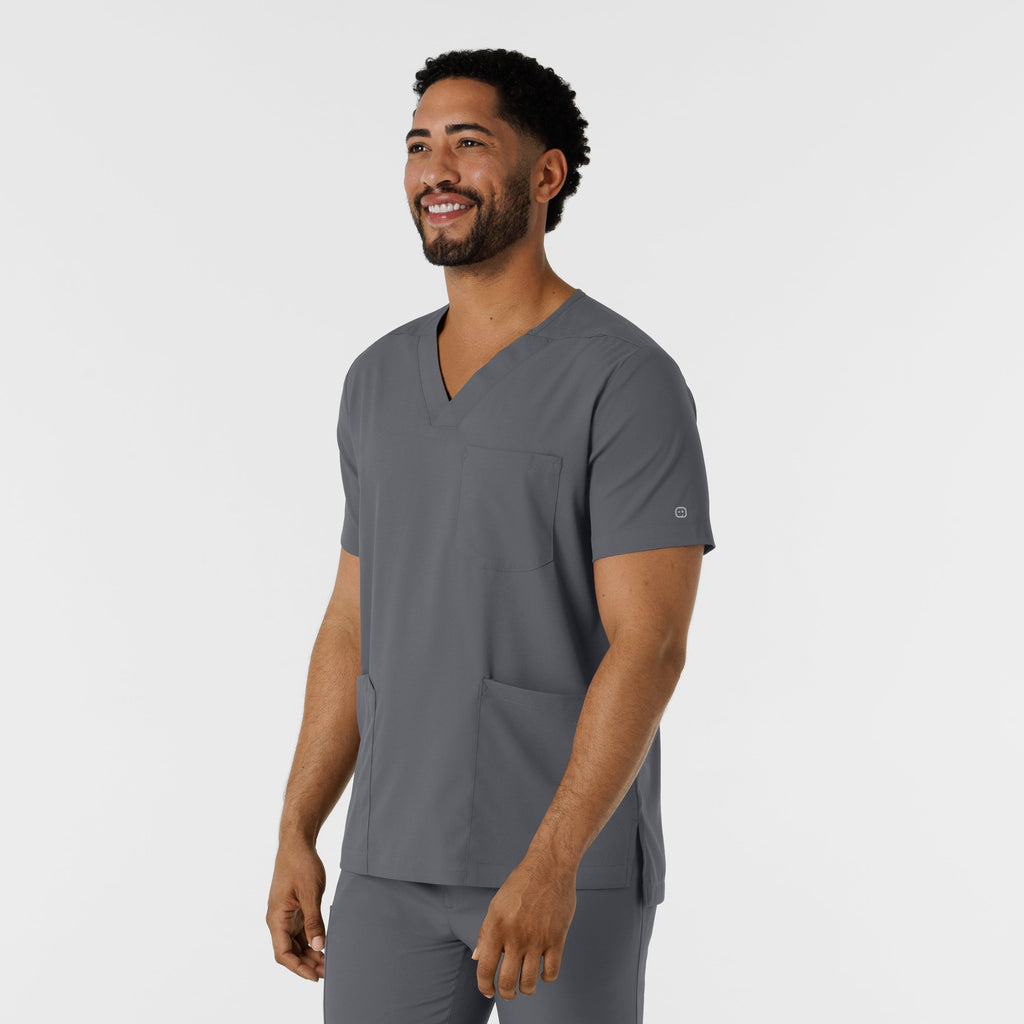 Boundless 6351 Men's Multi Pocket V-Neck Scrub Top Pewter