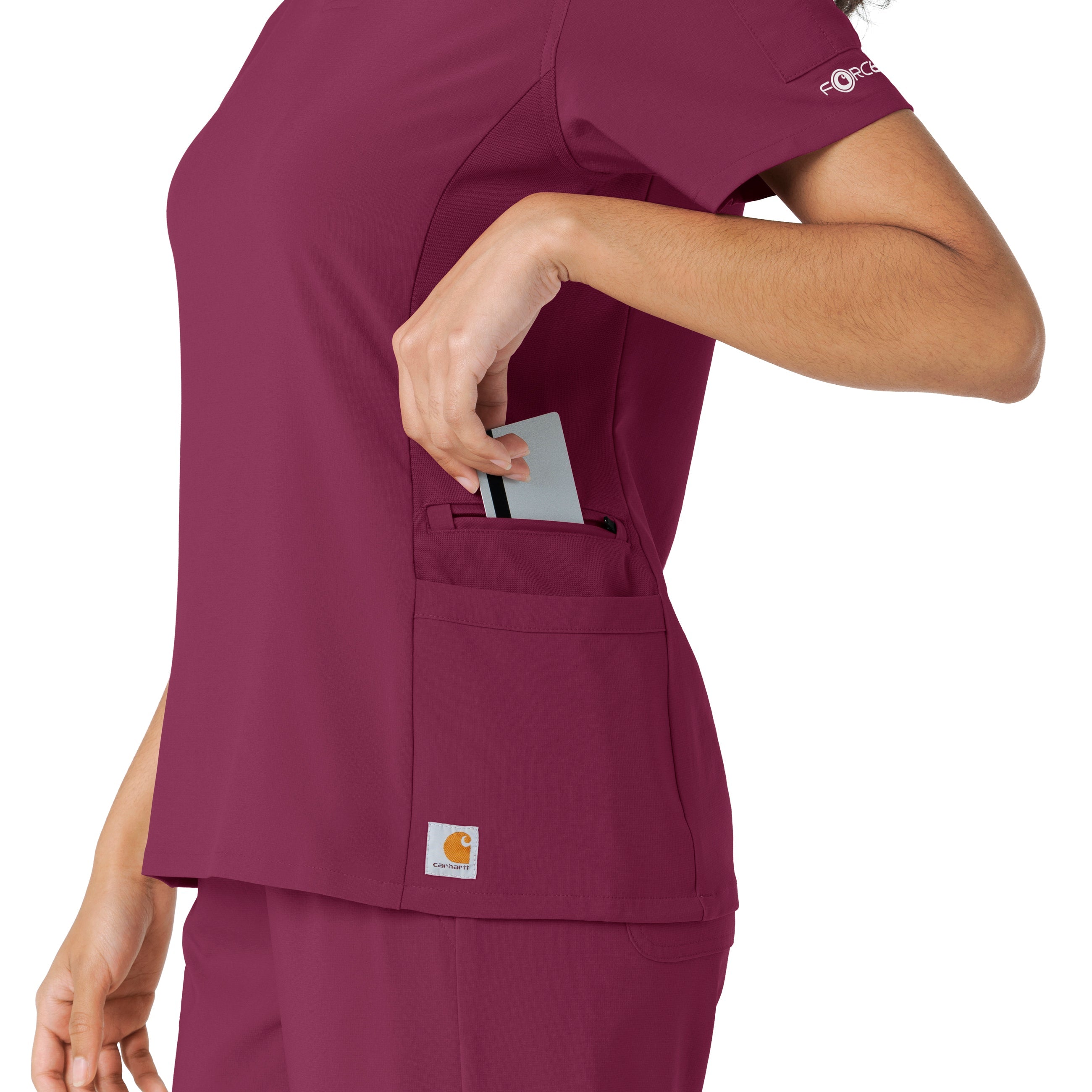 Force Cross-Flex C13310 Knit Panel Scrub Top Wine