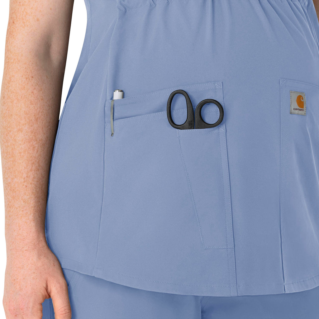 Force Essentials C14113 Henley Maternity Scrub Top Ceil Blue