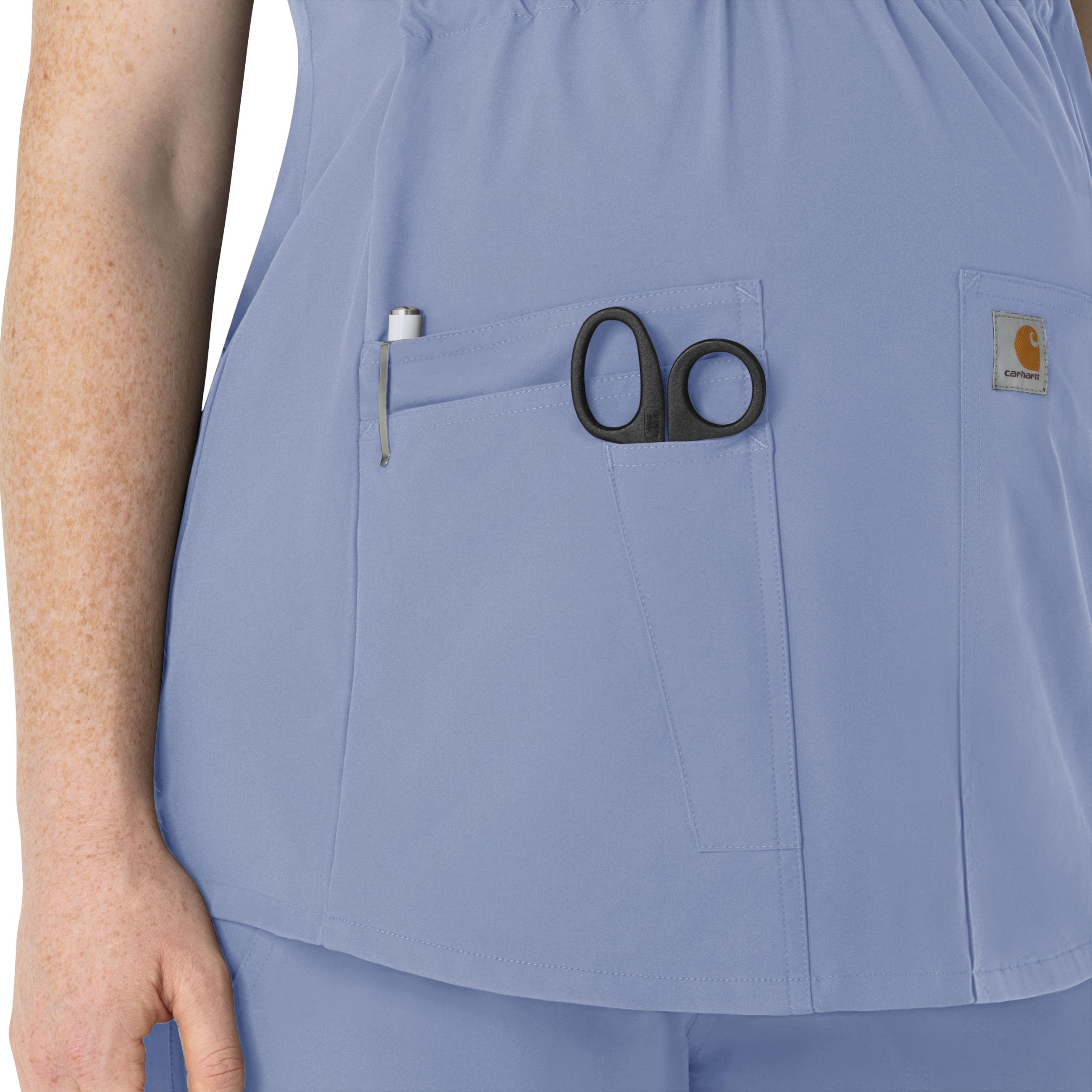 Force Essentials C14113 Henley Maternity Scrub Top Ceil Blue
