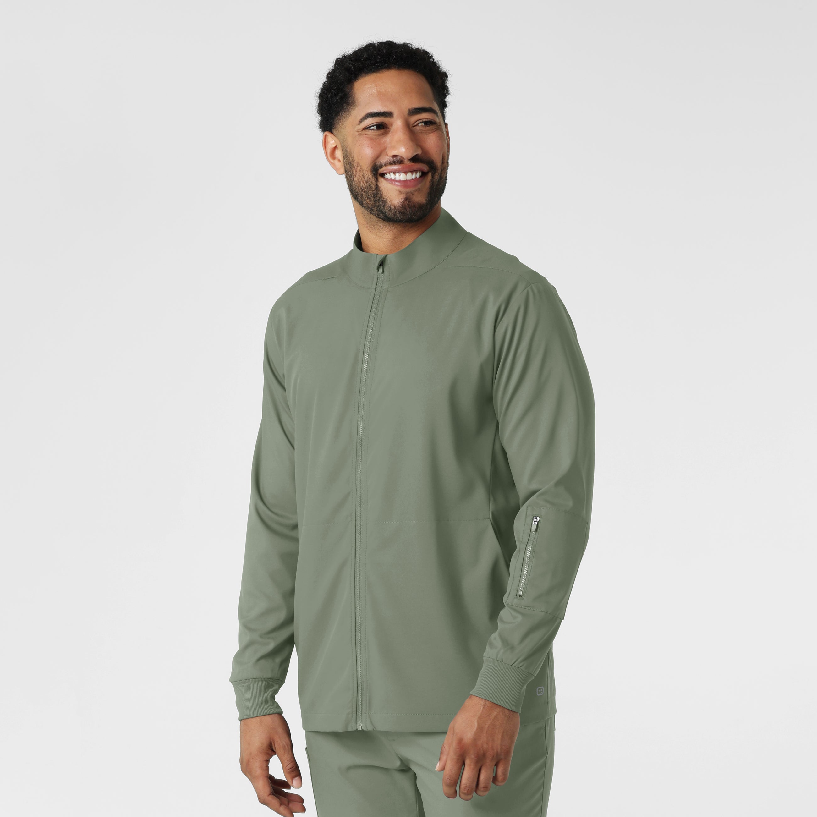 Boundless 8351 Men's Warm Up Scrub Jacket Sage