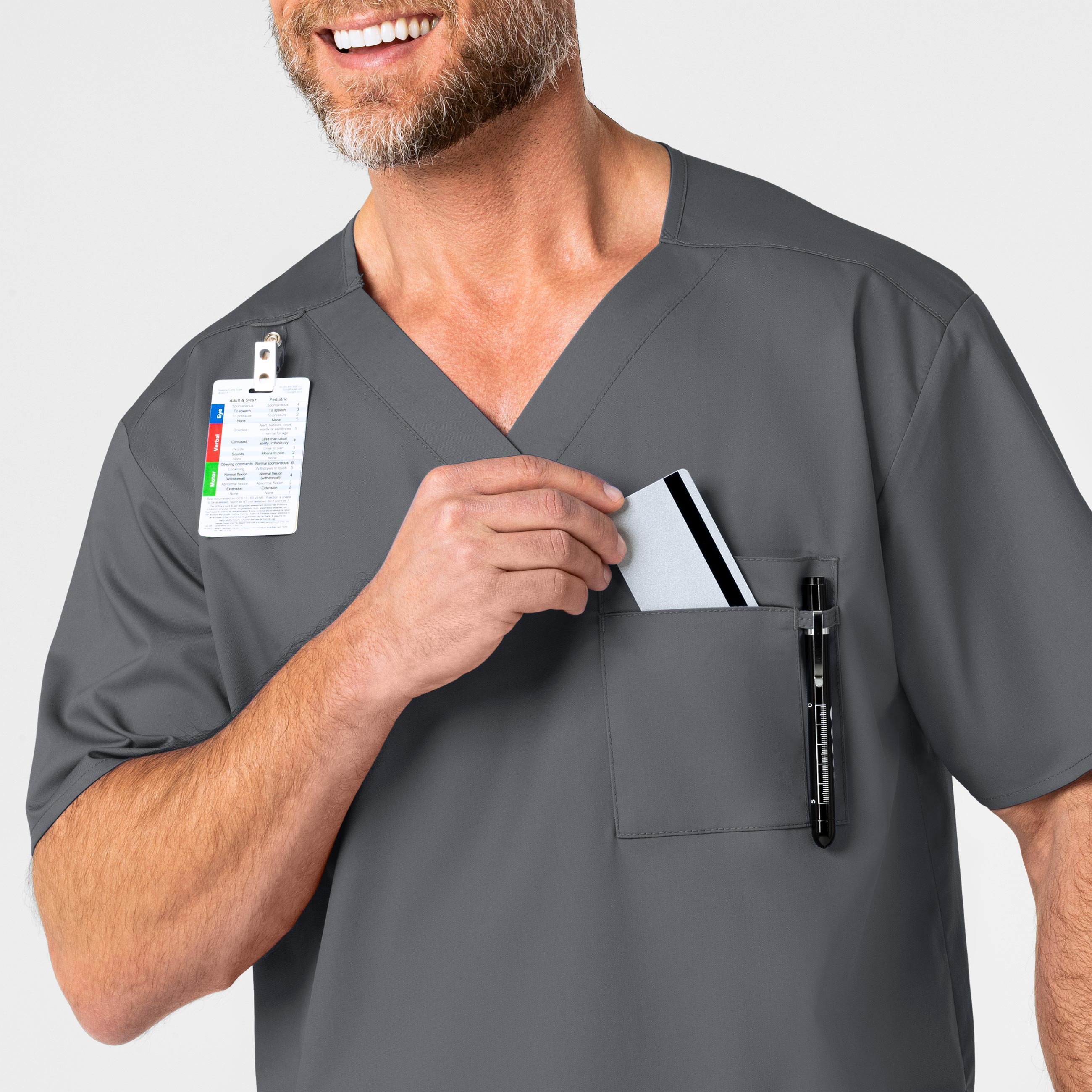 WonderWORK 103 Men's V-Neck Scrub Top Pewter