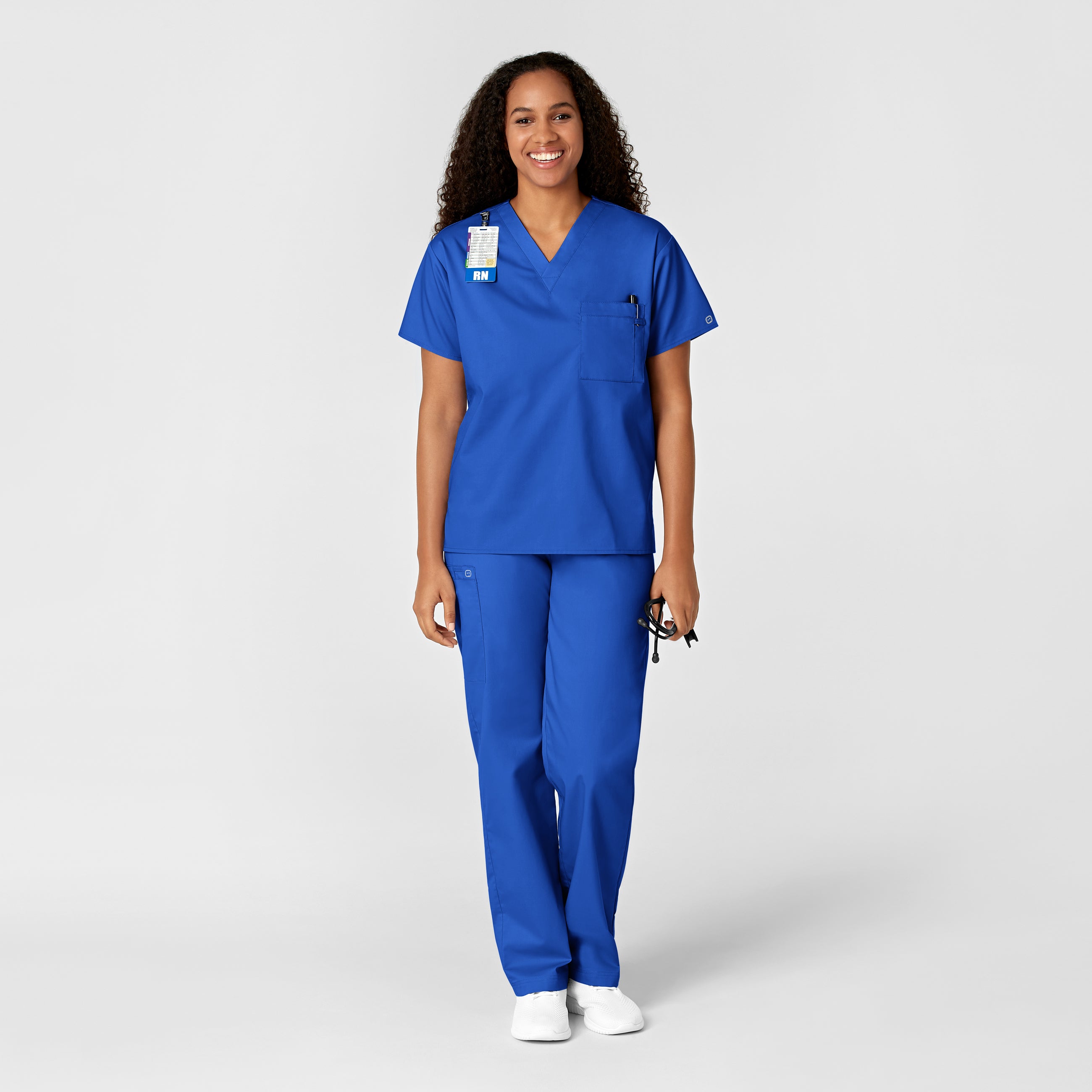 WonderWORK 100 Unisex V-Neck Scrub Top Royal