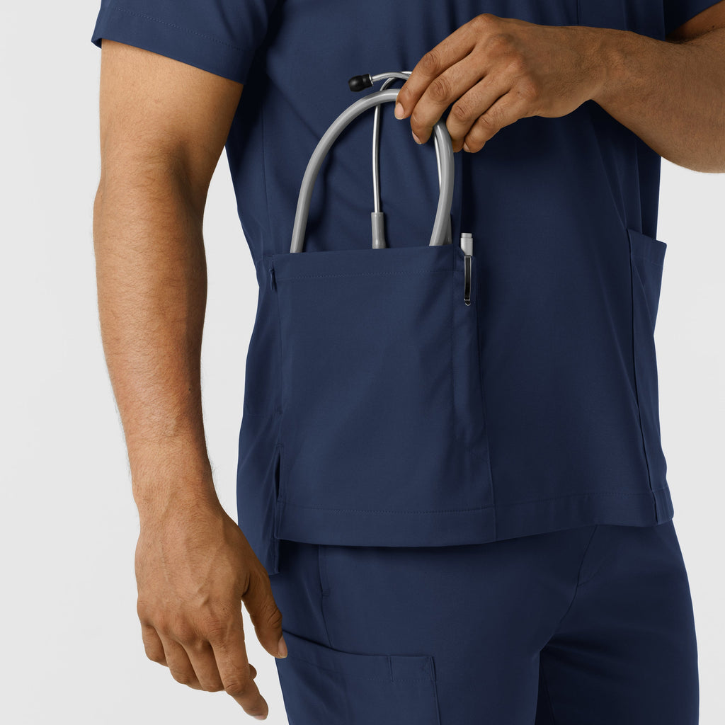 Boundless 6351 Men's Multi Pocket V-Neck Scrub Top Navy