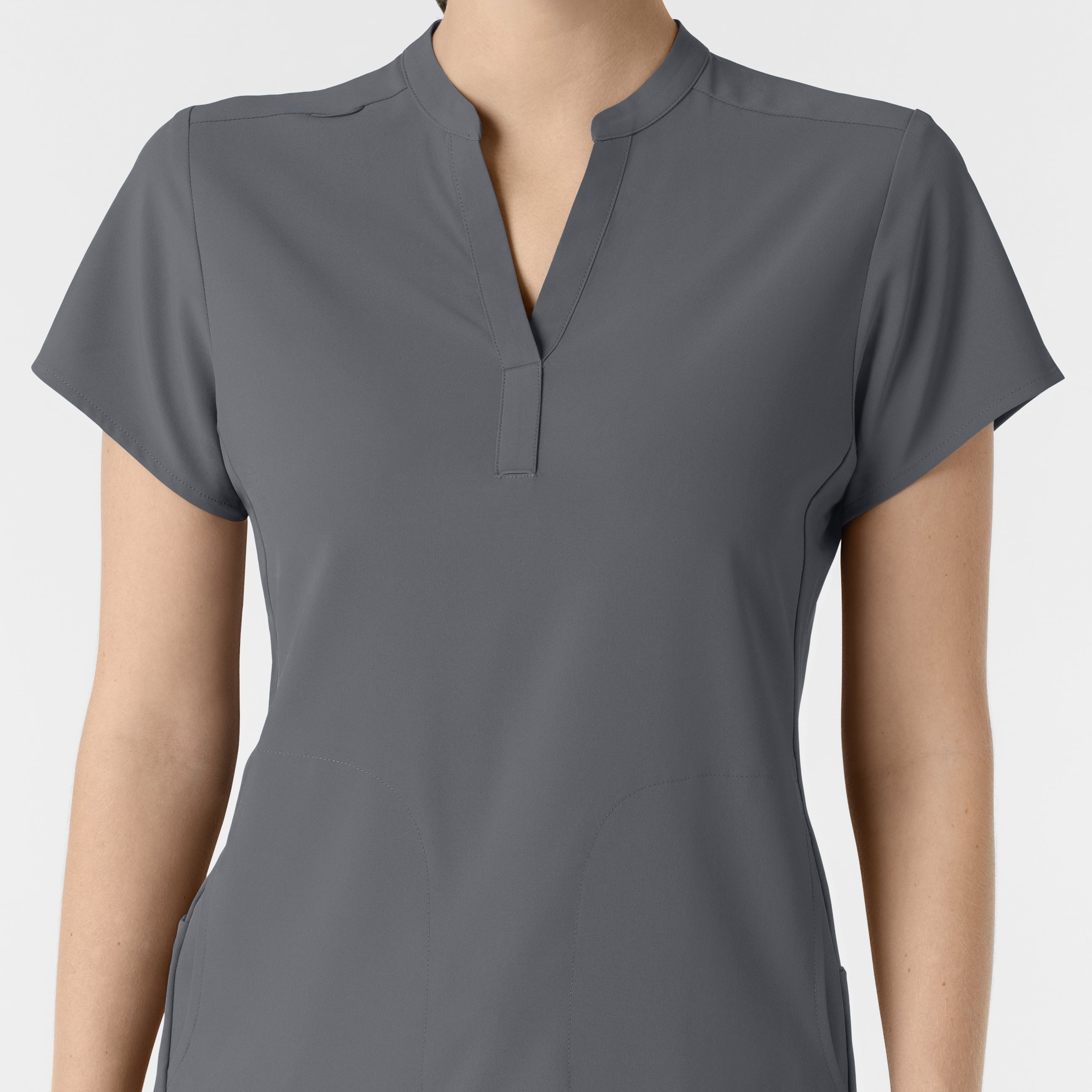 RENEW 6734 Mandarin Collar Scrub Top Pewter
