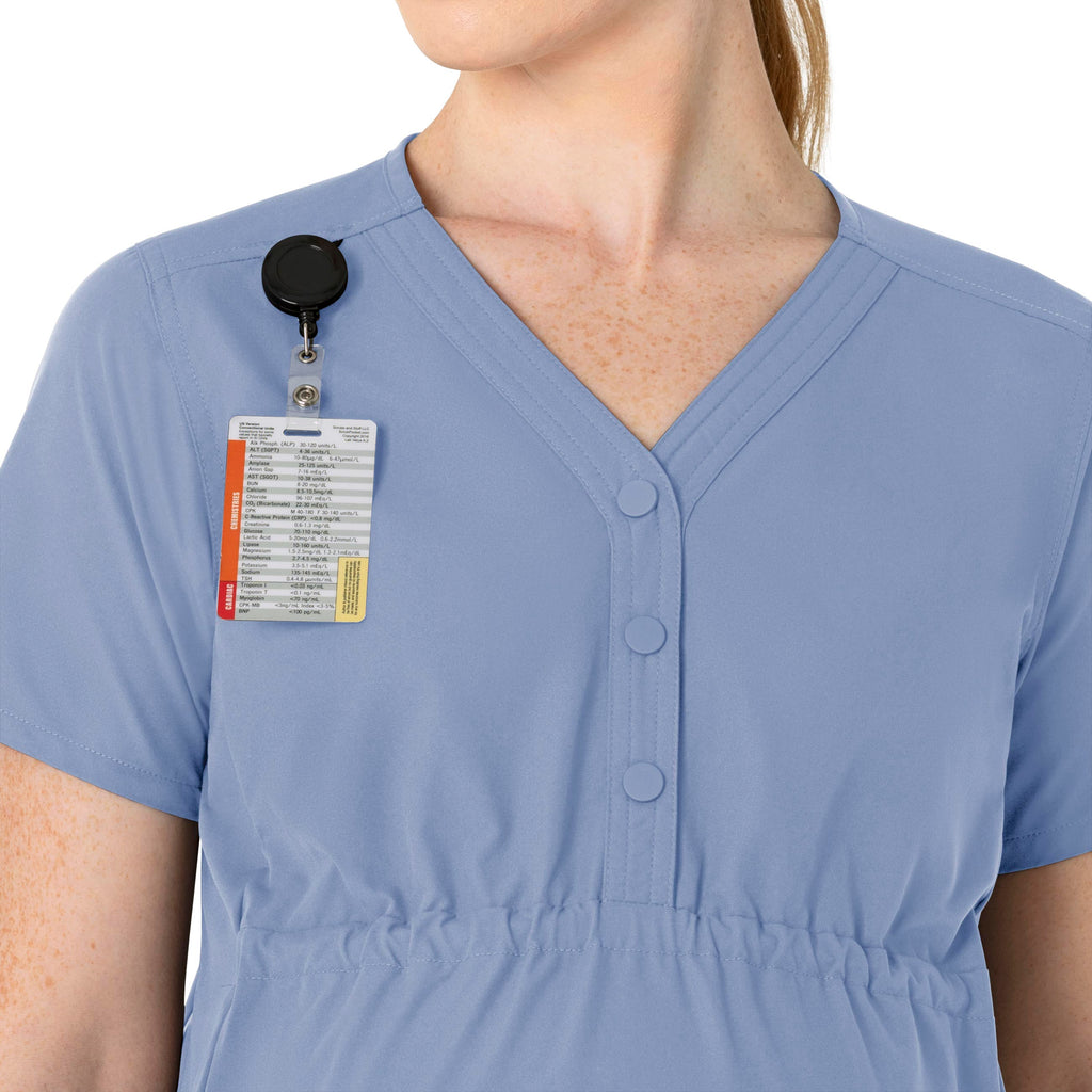 Force Essentials C14113 Henley Maternity Scrub Top Ceil Blue