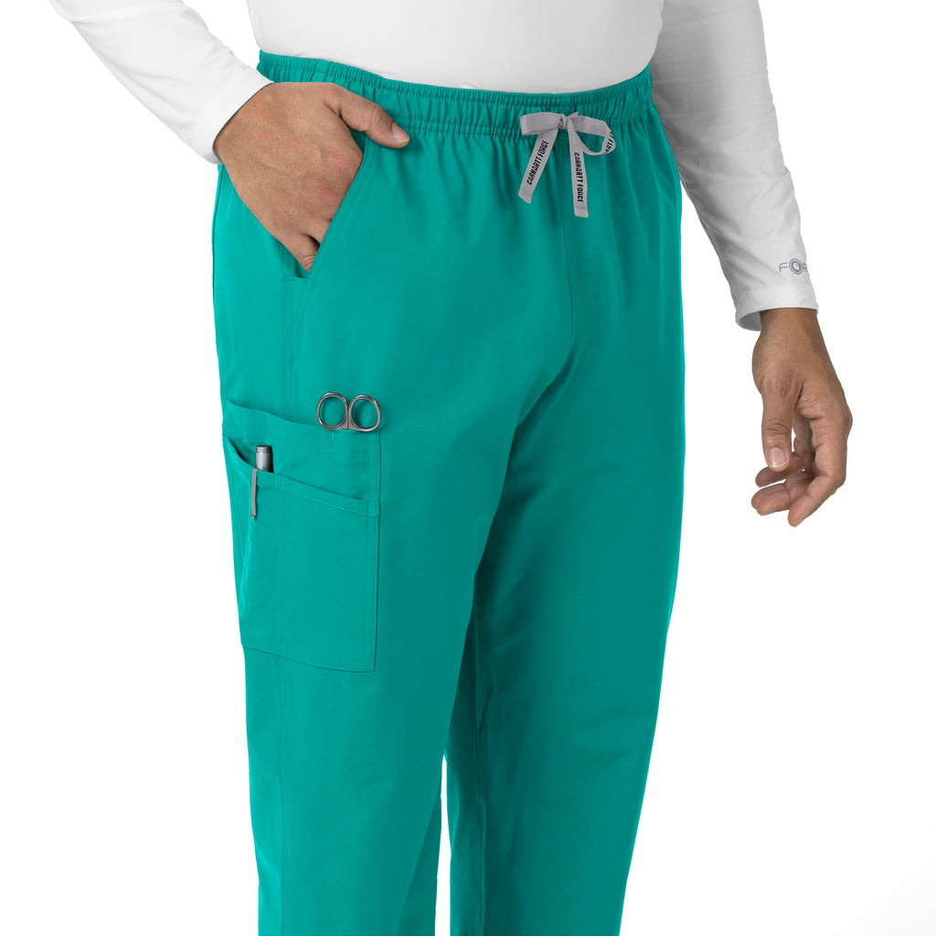 Force Essentials C55013 Unisex Elastic Waist Cargo Scrub Pants Teal Blue