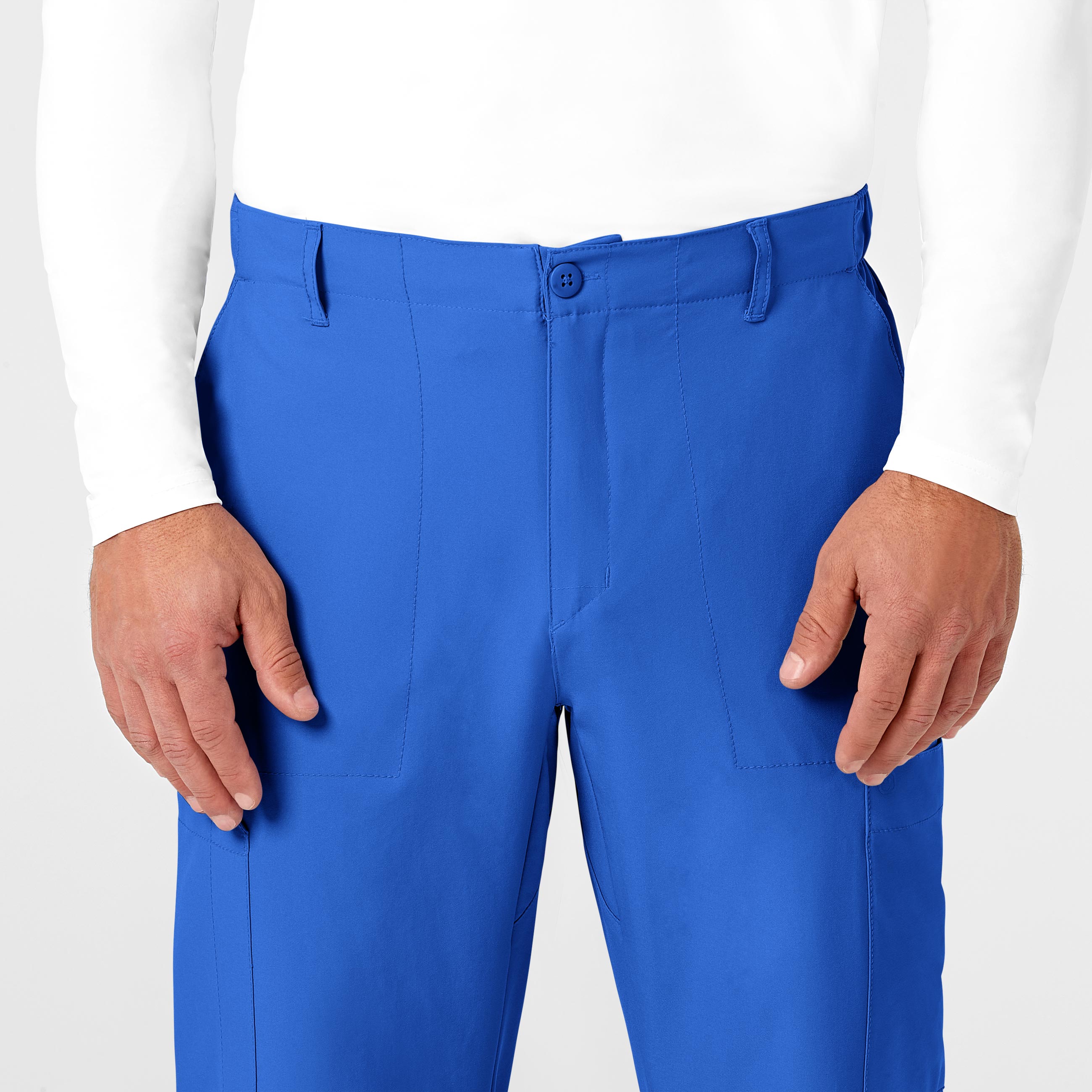 W123 5355 Men's Flat Front Cargo Scrub Pants Royal