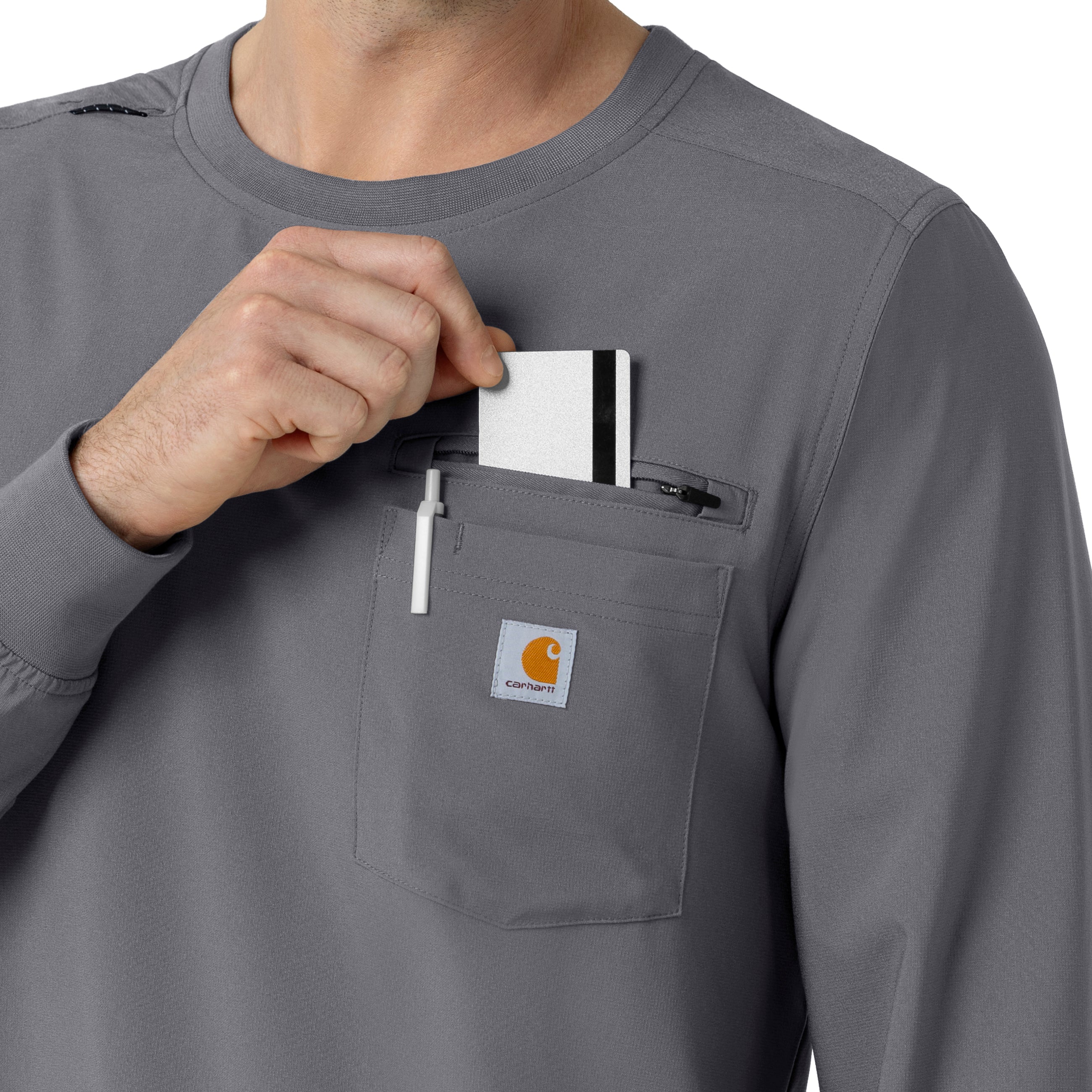 Force Cross-Flex C16610 Men's Crew Neck Long Sleeve Scrub Top Pewter