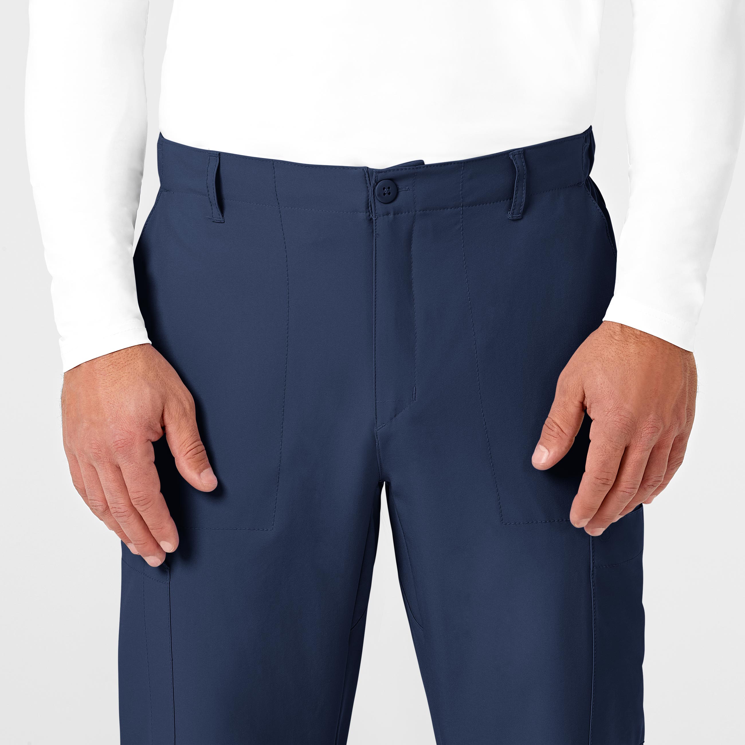 W123 5355 Men's Flat Front Cargo Scrub Pants Navy