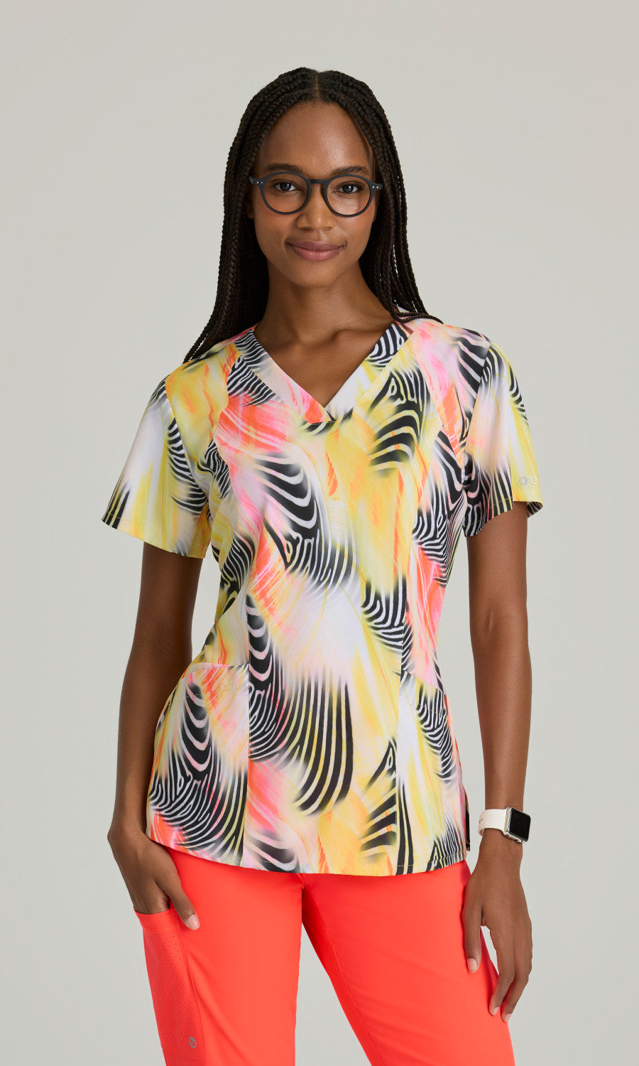 Barco One 5107 Thrive Print Scrub Top Zebra Brilliance