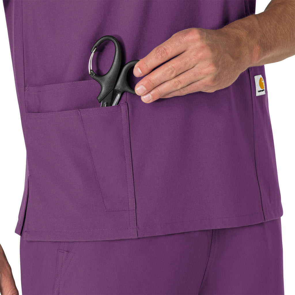 Force Essentials C15013 Unisex V-Neck 6-Pocket Scrub Top Eggplant