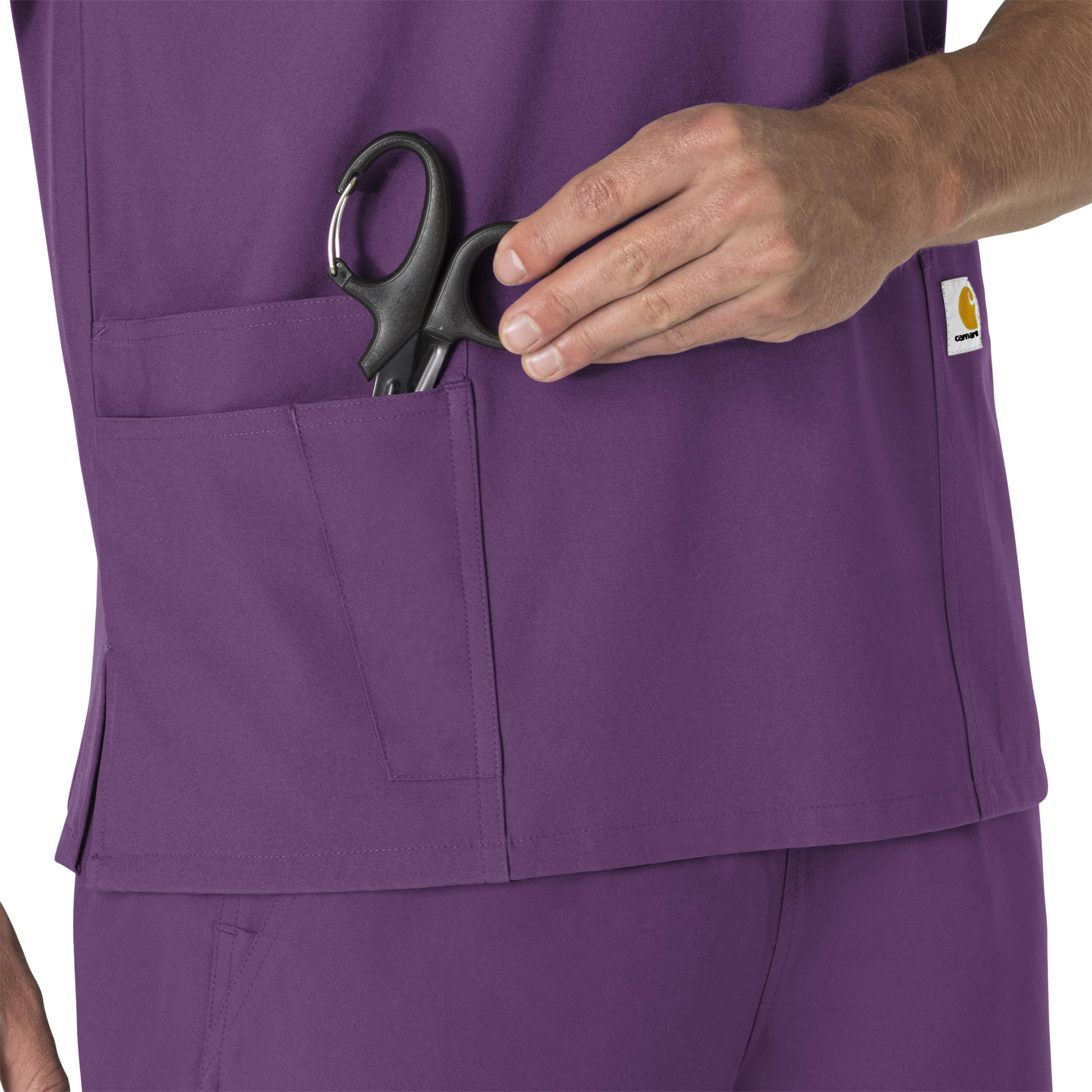 Force Essentials C15013 Unisex V-Neck 6-Pocket Scrub Top Eggplant