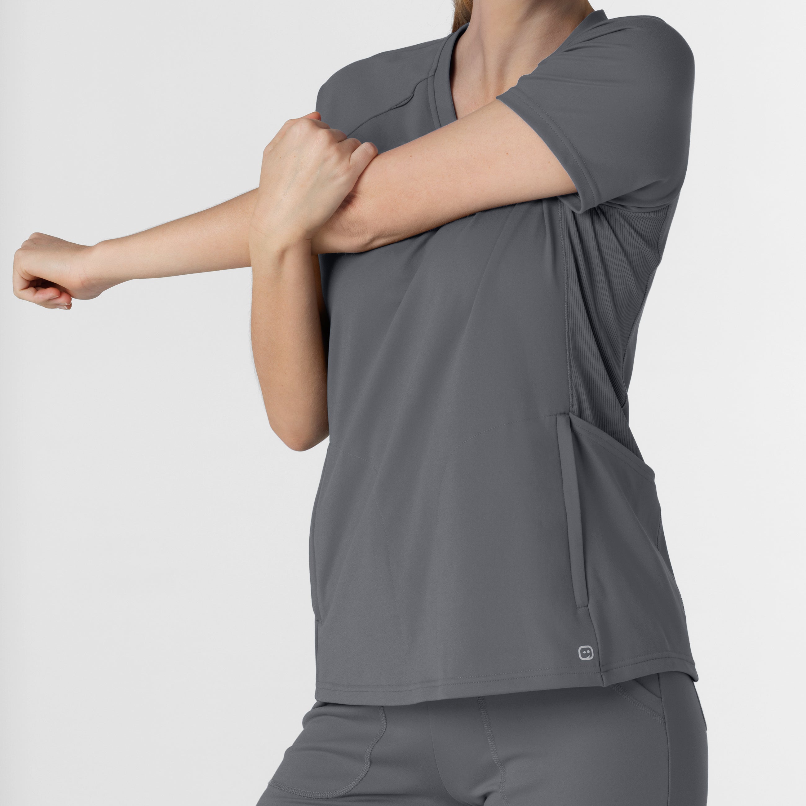 RENEW 6259 Knit Flex-n-Reach V-Neck Raglan Scrub Top Pewter