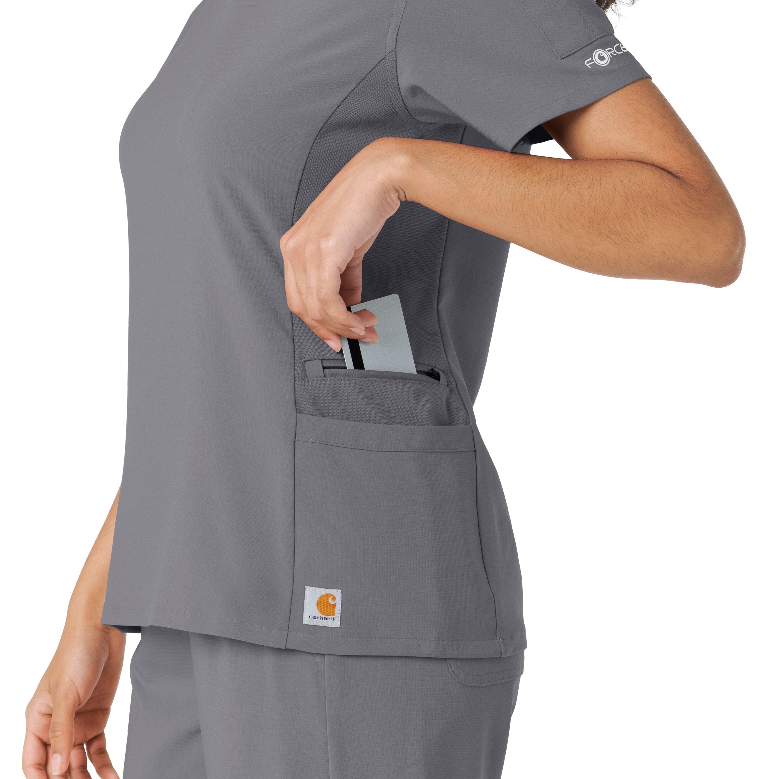 Force Cross-Flex C13310 Knit Panel Scrub Top Pewter