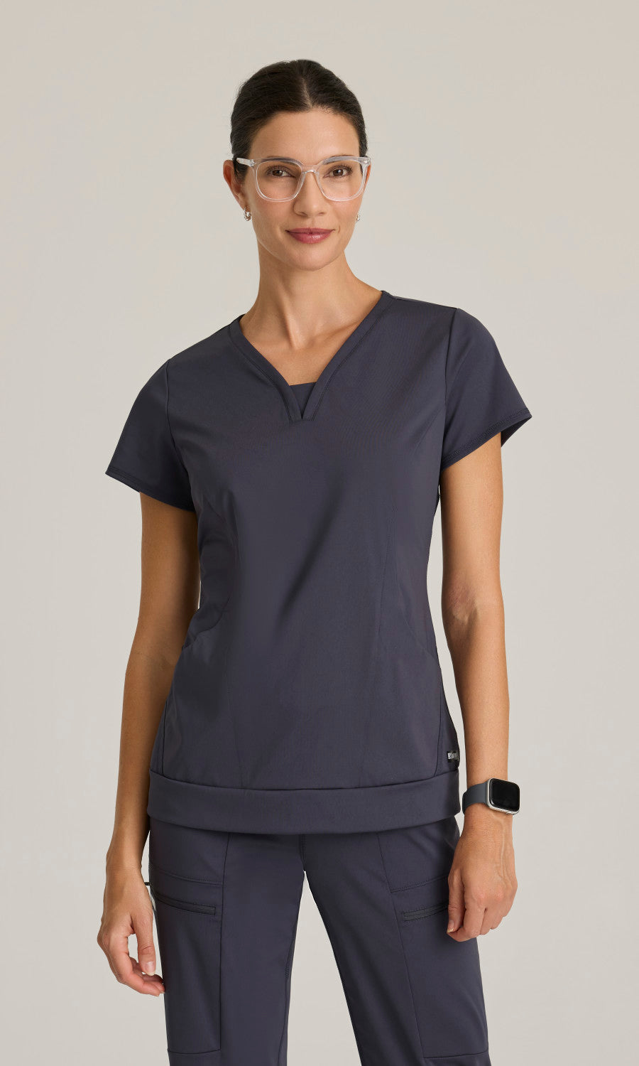 Grey's Anatomy Knits GRST250 Motivate Knit Scrub Top Steel