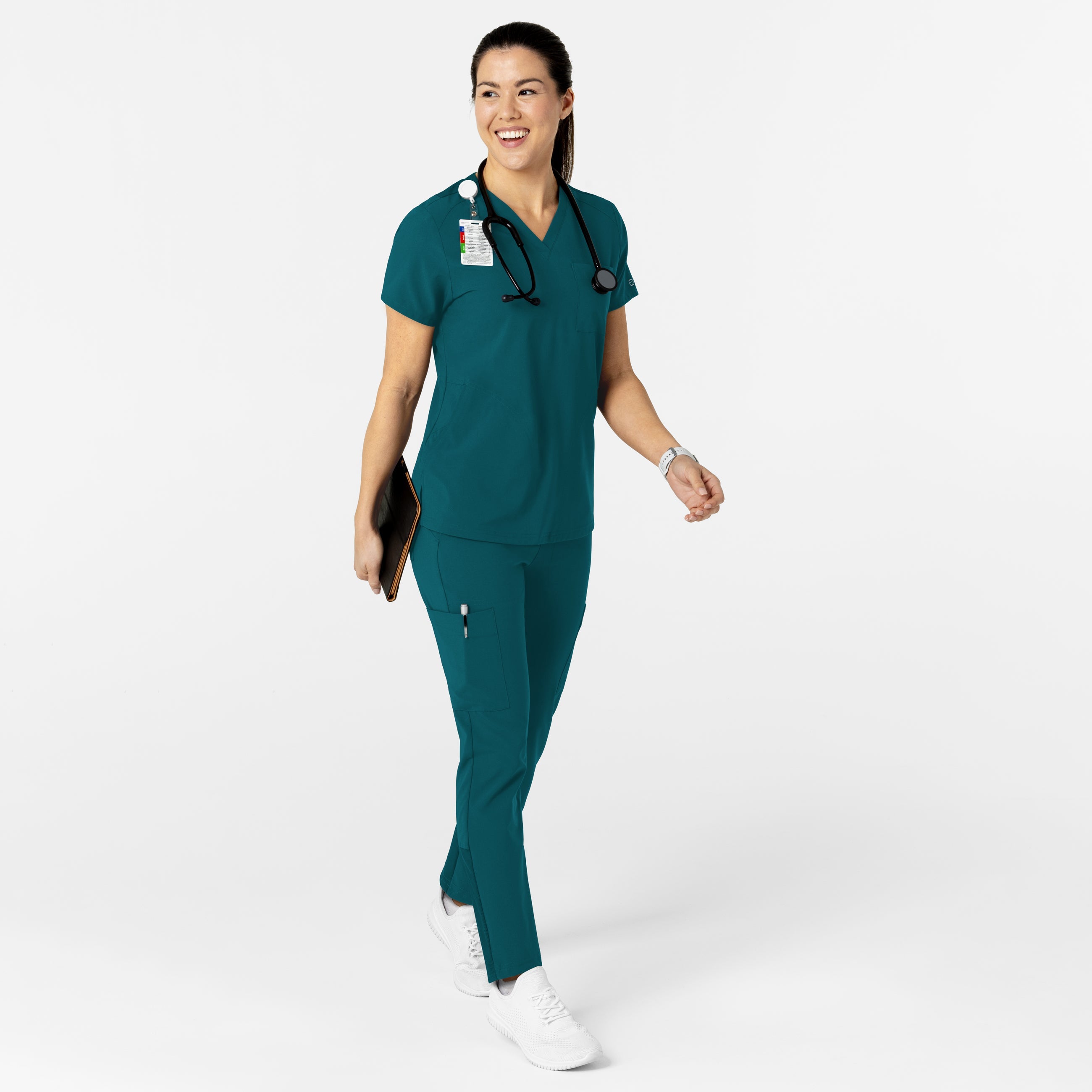 W123 6045 Flex-n-Reach V-Neck Scrub Top Caribbean