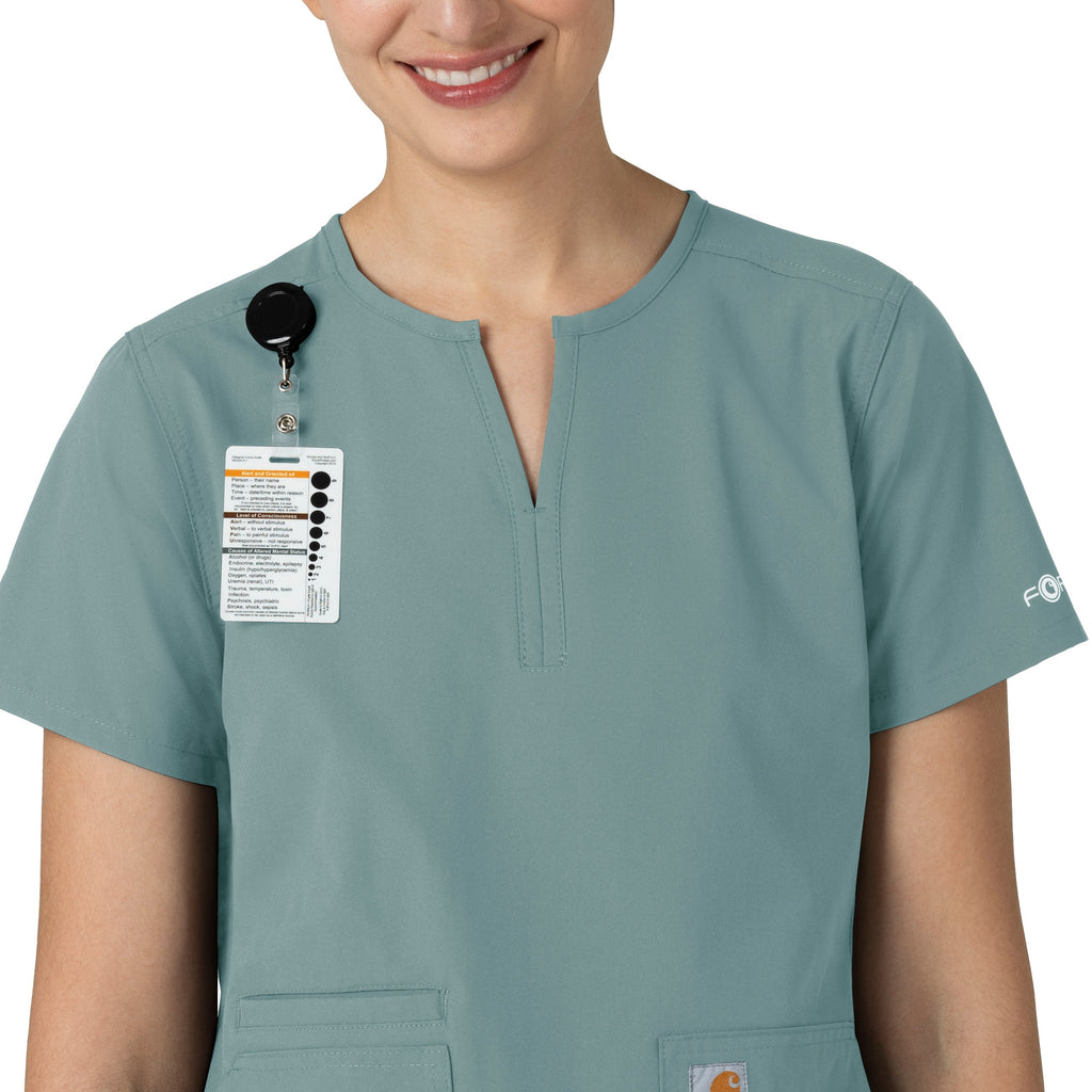 Force Essentials C12213 Notch Neck Tunic Scrub Top Summer Blue