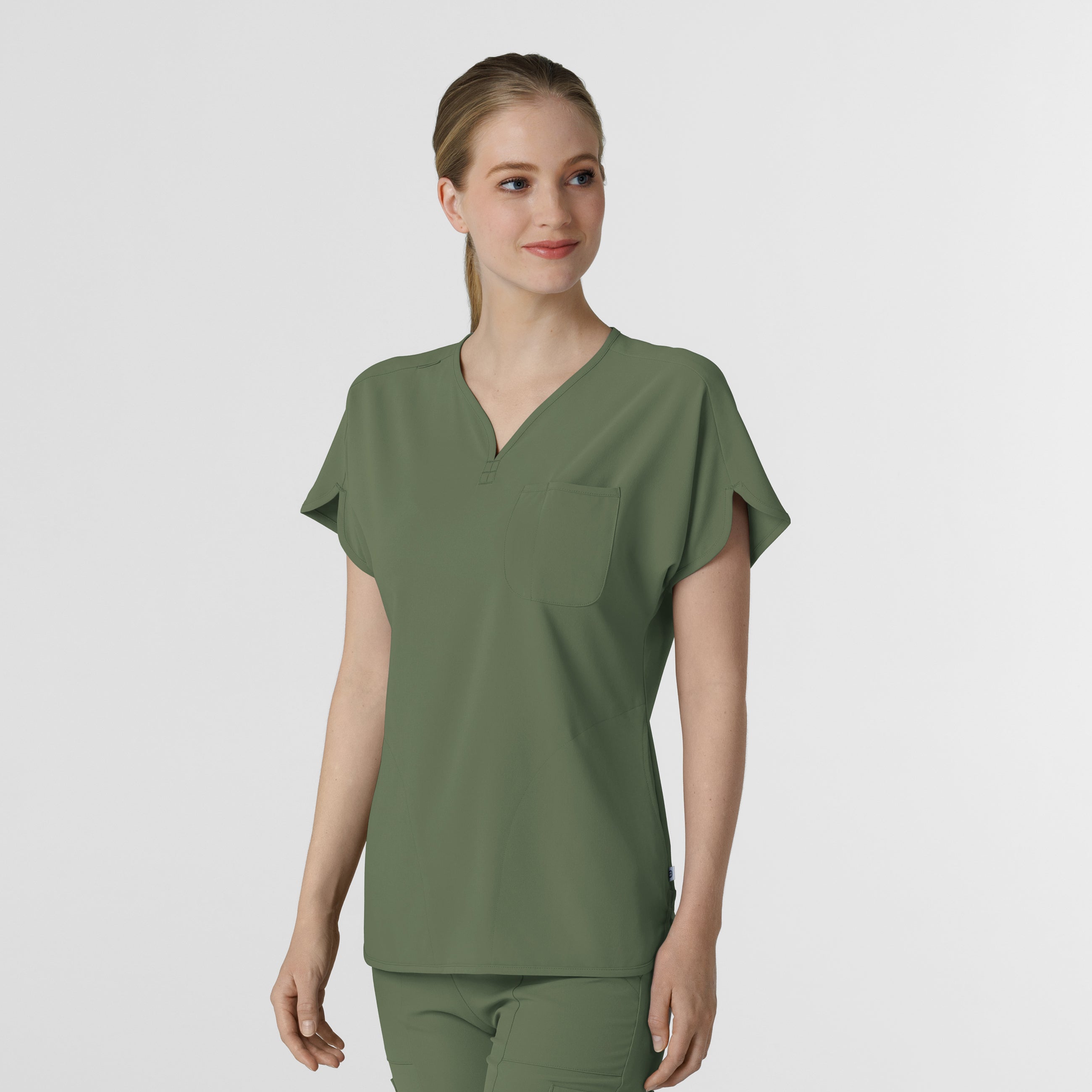 RENEW 6634 Dolman Scrub Top Olive