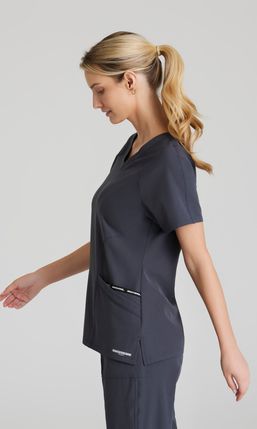 Skechers Fusion SKT238 Prisma Scrub Top Pewter