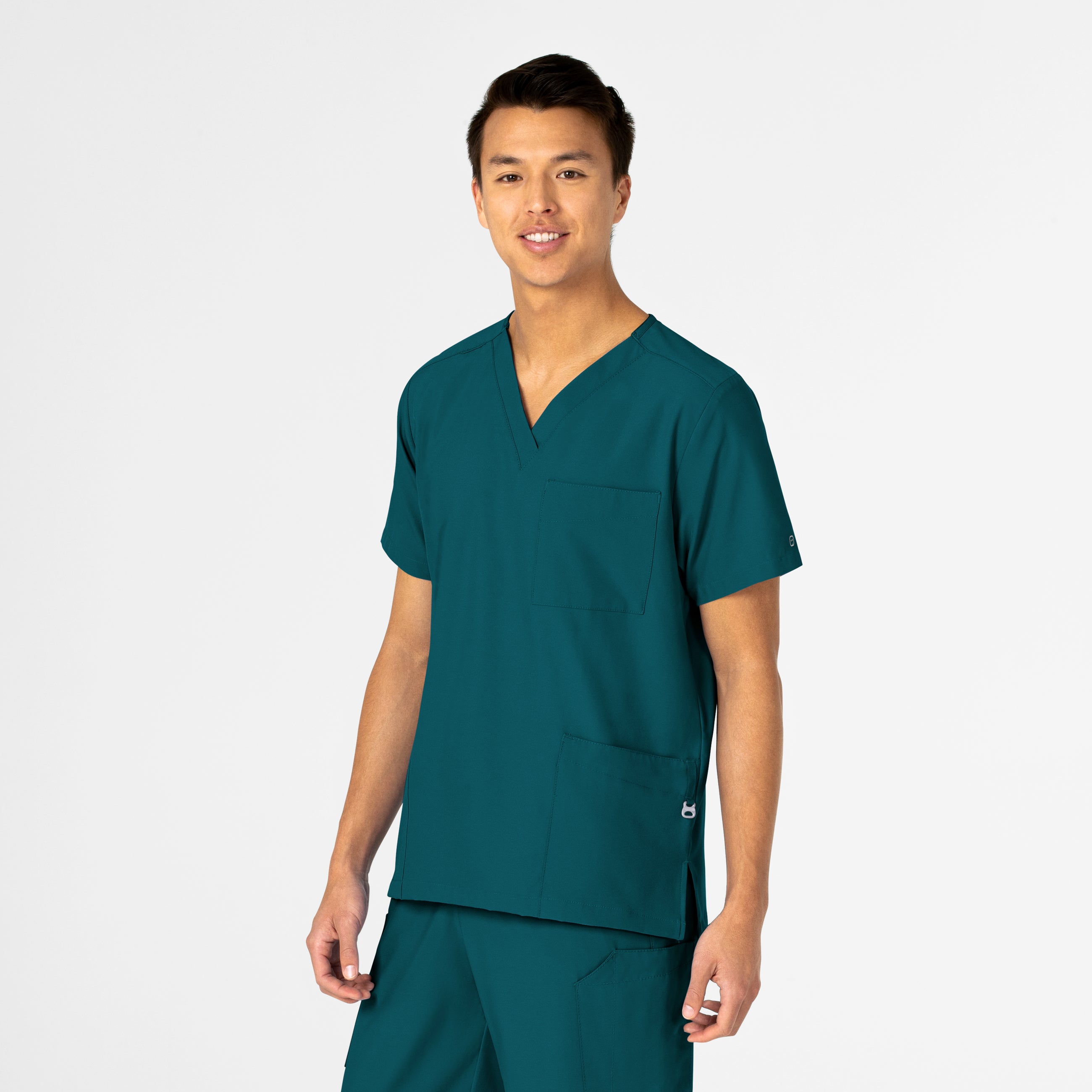 W123 6855 Unisex 4 Pocket Utility Scrub Top Caribbean Blue