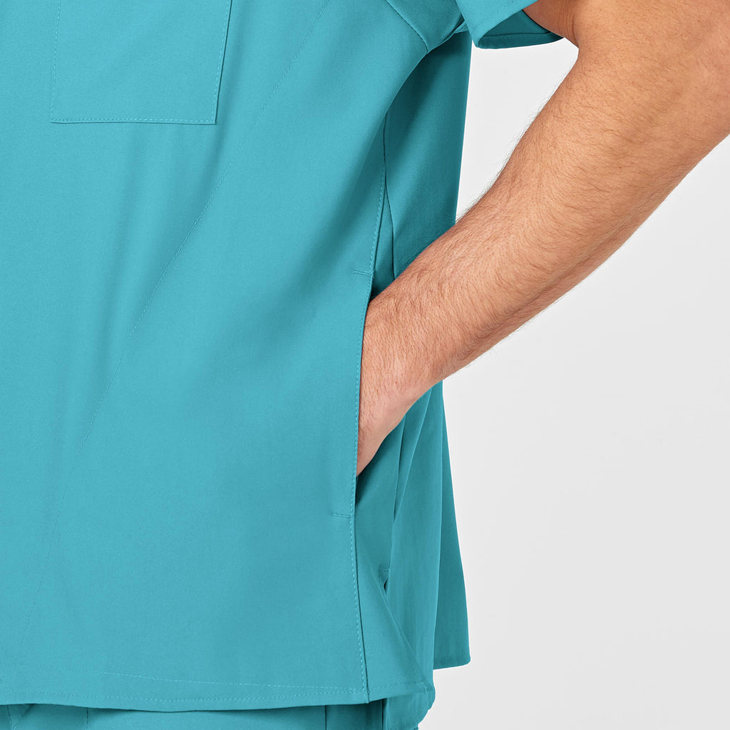 W123 6355 Men's V-Neck Scrub Top Teal Blue