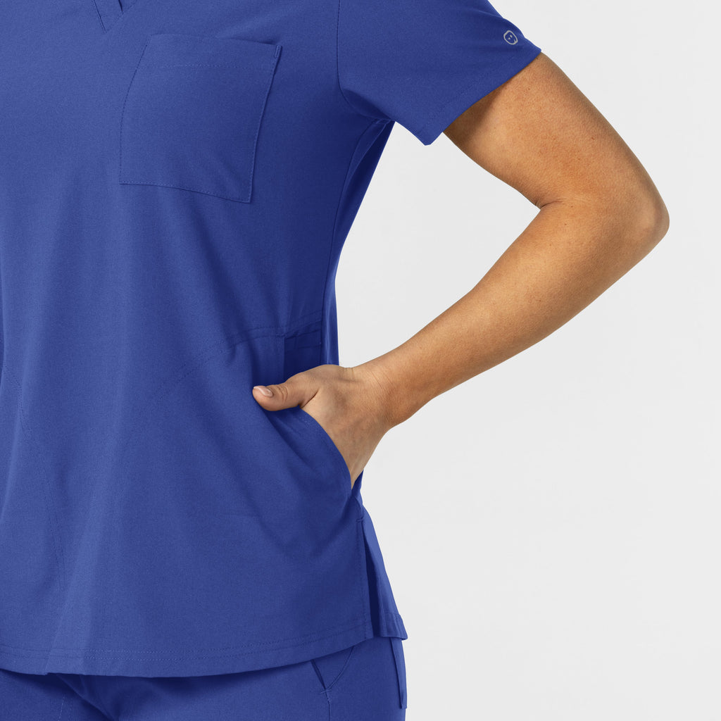 W123 6045 Women's Flex-n-Reach V-Neck Scrub Top Galaxy Blue