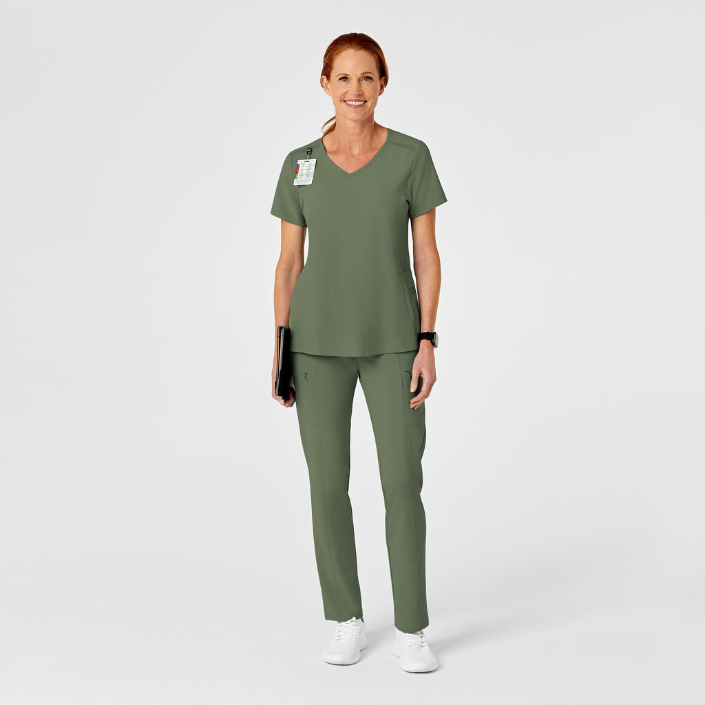 RENEW 5334 High Waist Slim Leg Scrub Pants Olive