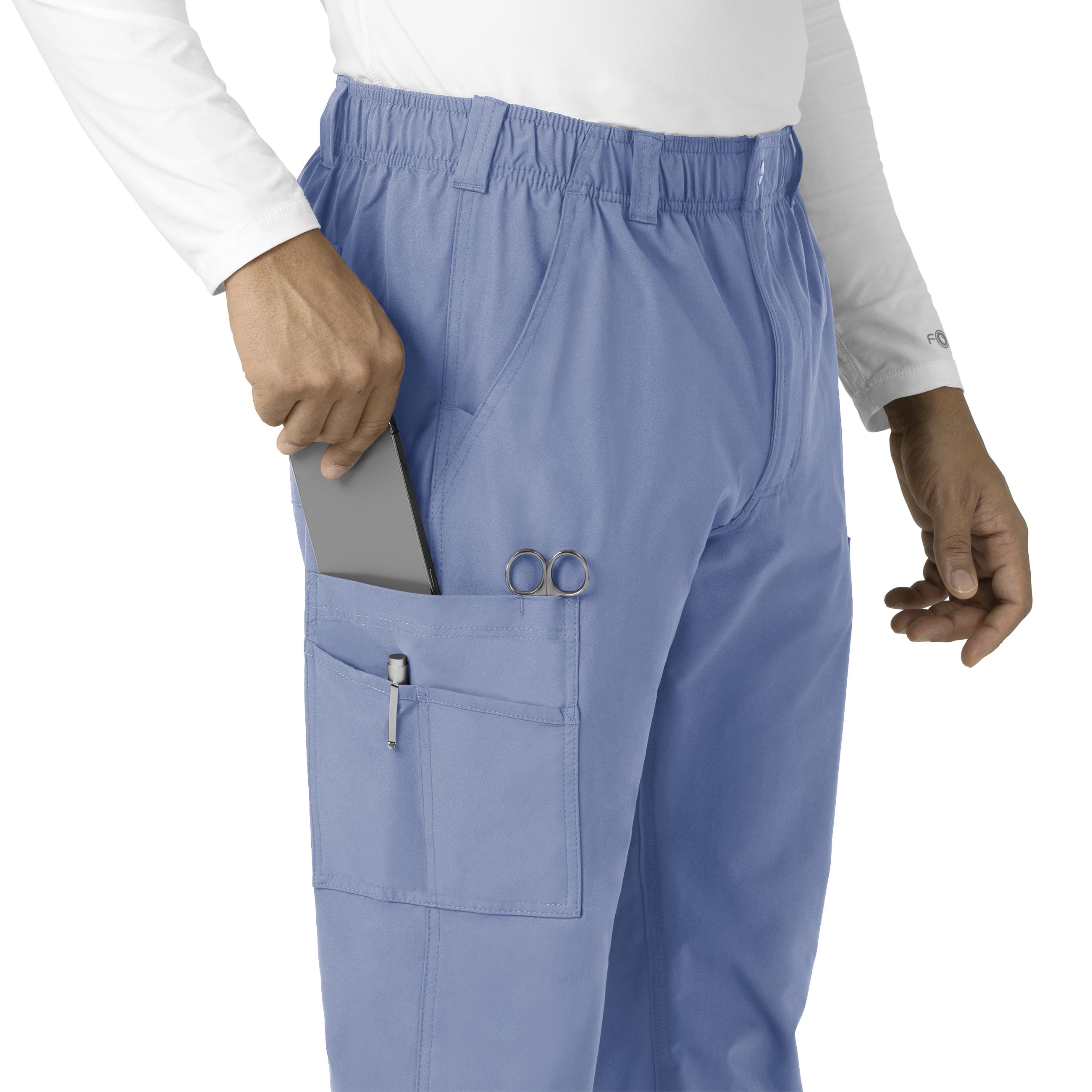 Force Essentials C56113 Men's Straight Leg Cargo Scrub Pants Ceil Blue
